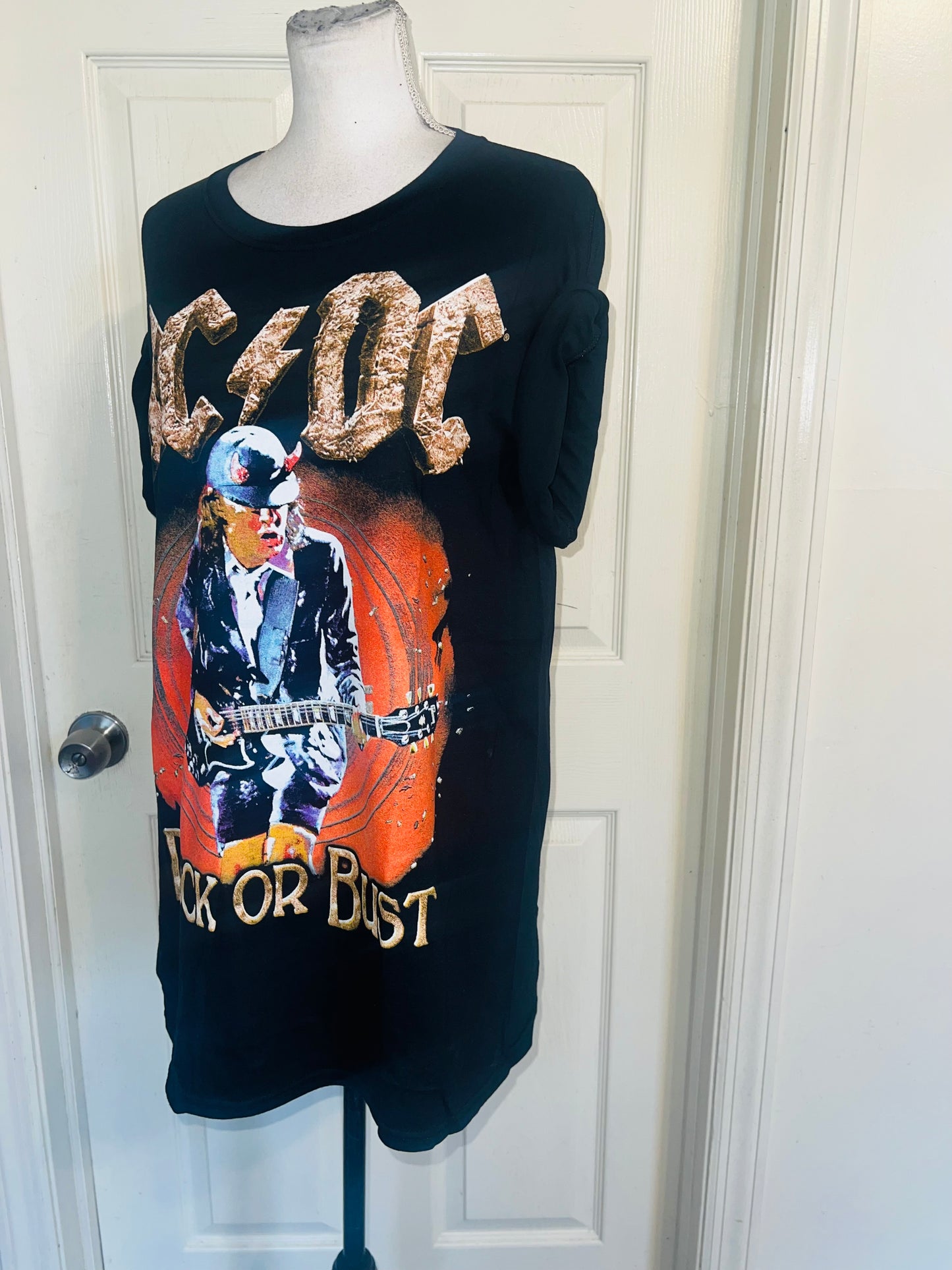 AC/DC Double Sided Oversized Distressed Tee