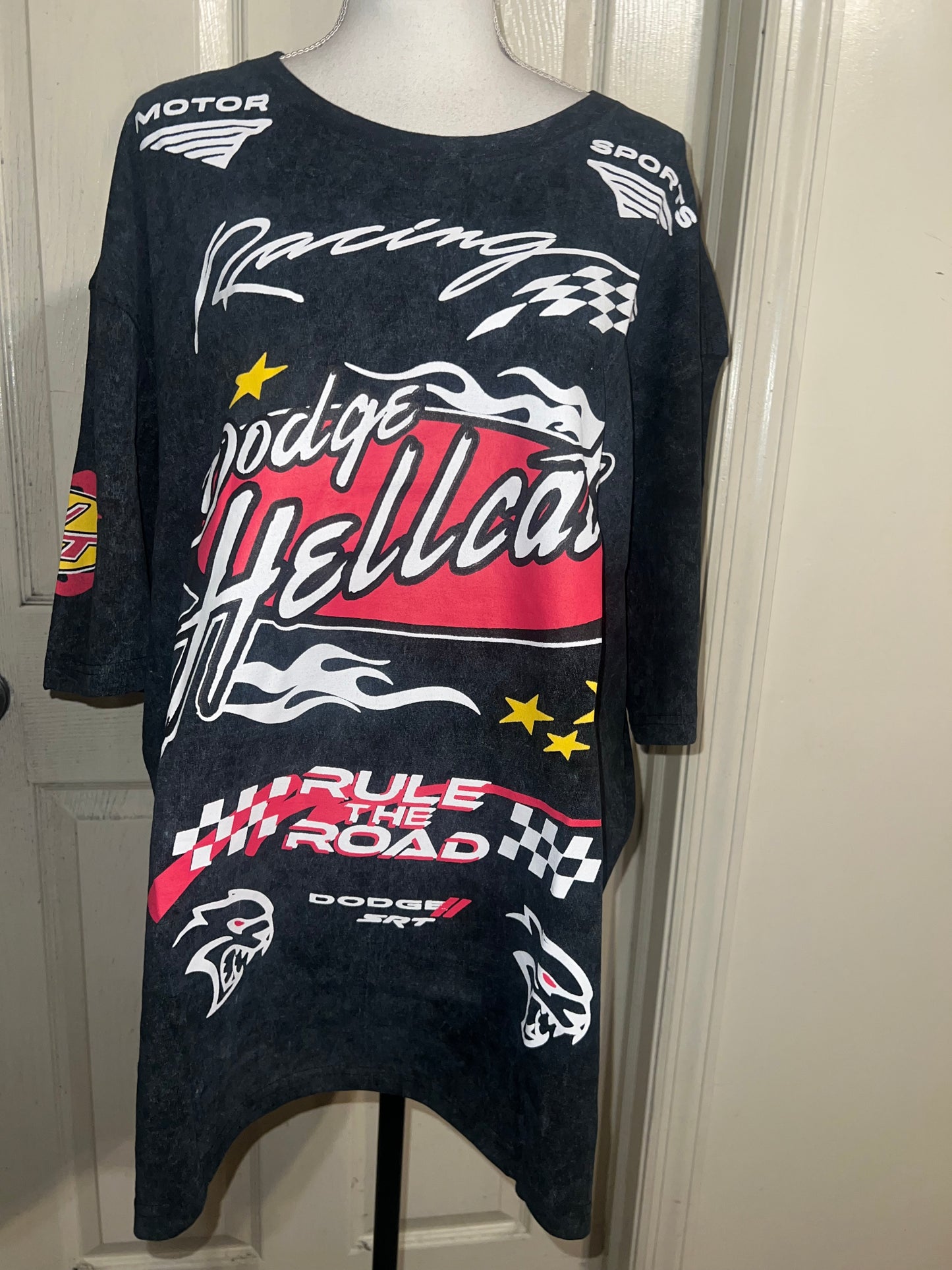 Dodge Hellcat Racing Oversized Distressed Tee on
