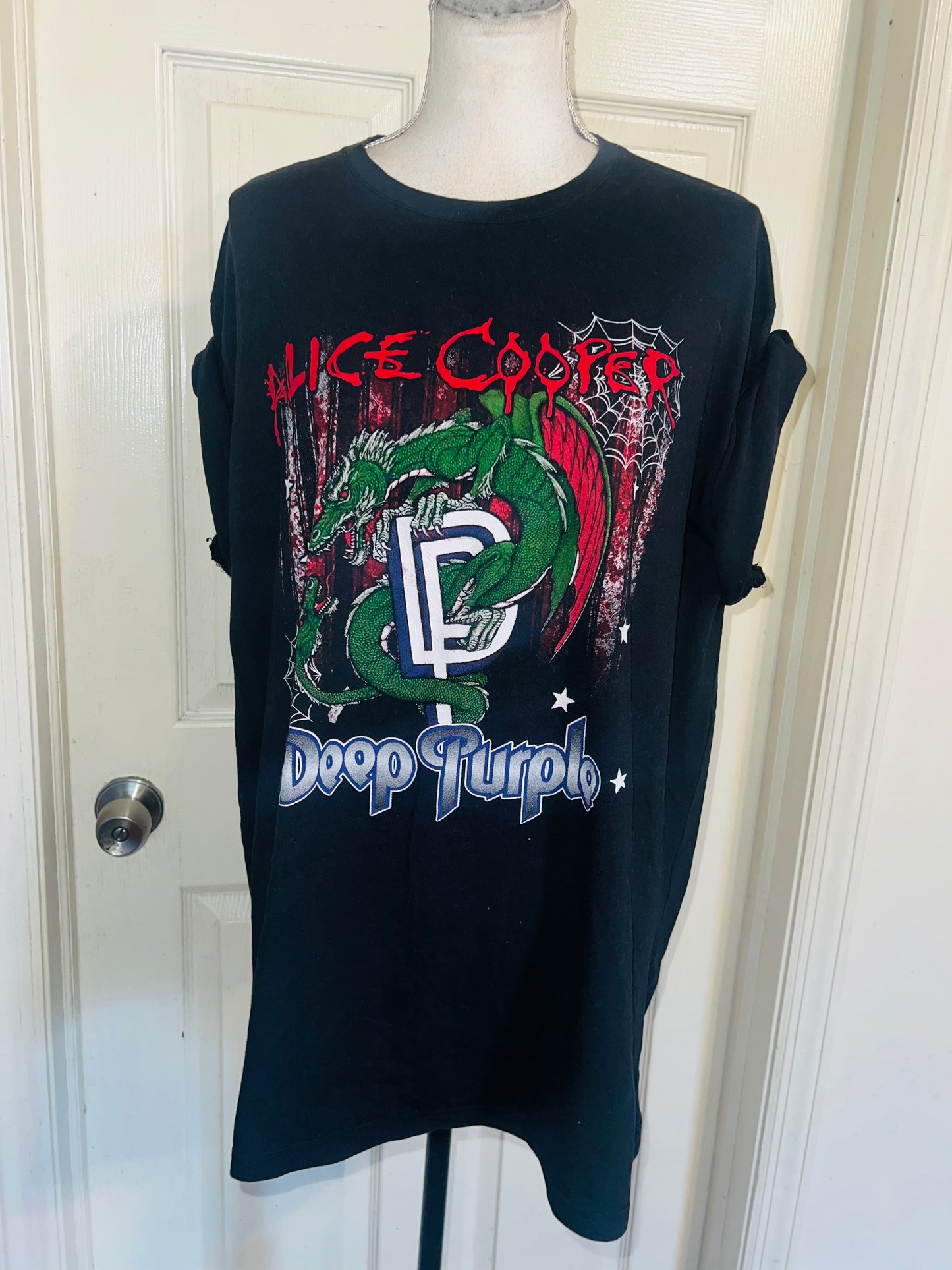 Alice Cooper and Deep Purple Double Sided Oversized Distressed Tee