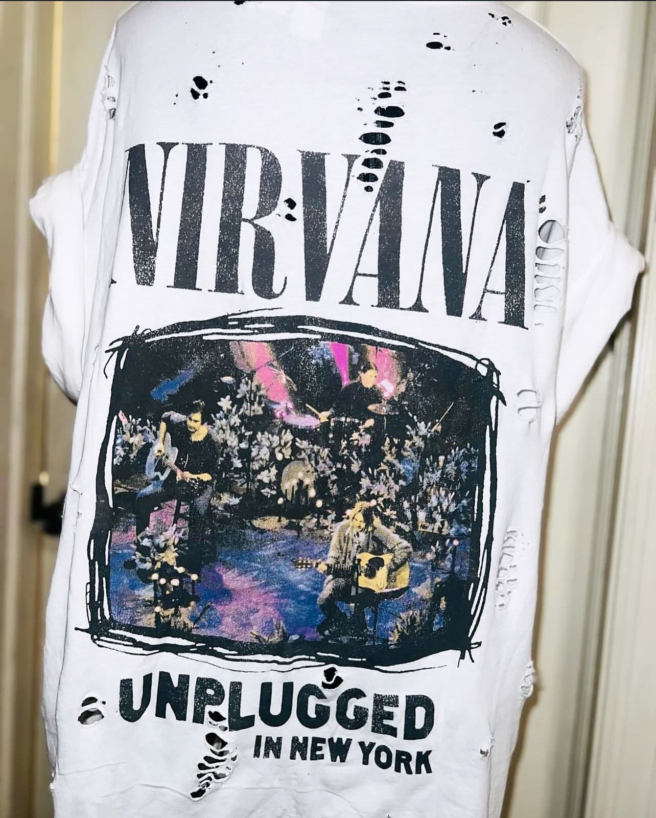 Nirvana Double Sided Oversized Distressed Tee