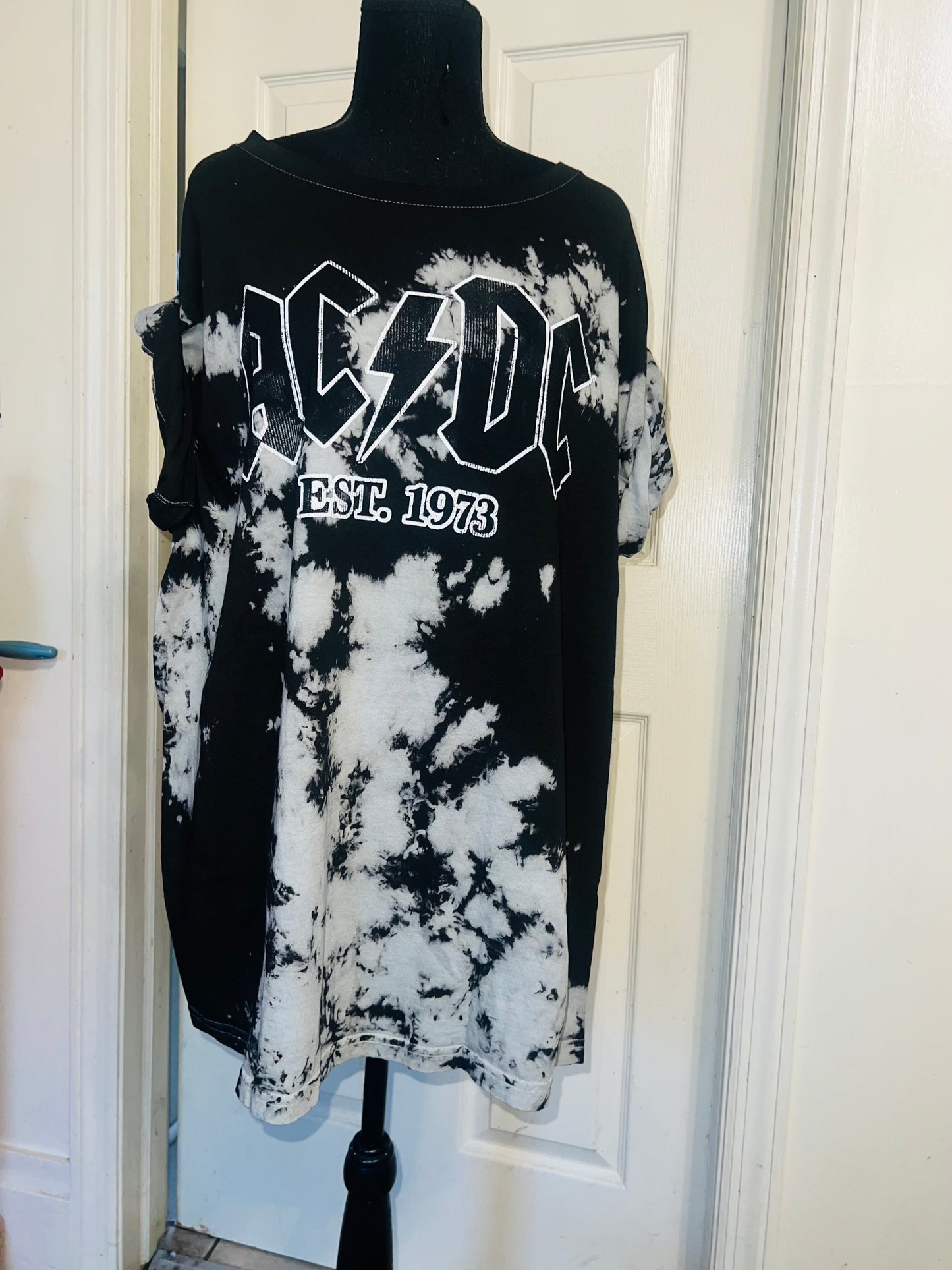 AC/DC Tie Dye Oversized Distressed Tee