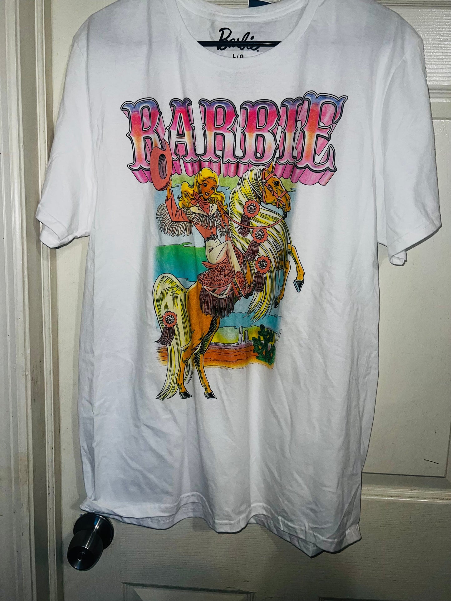 Barbie Cowgirl Oversized Distressed Tee