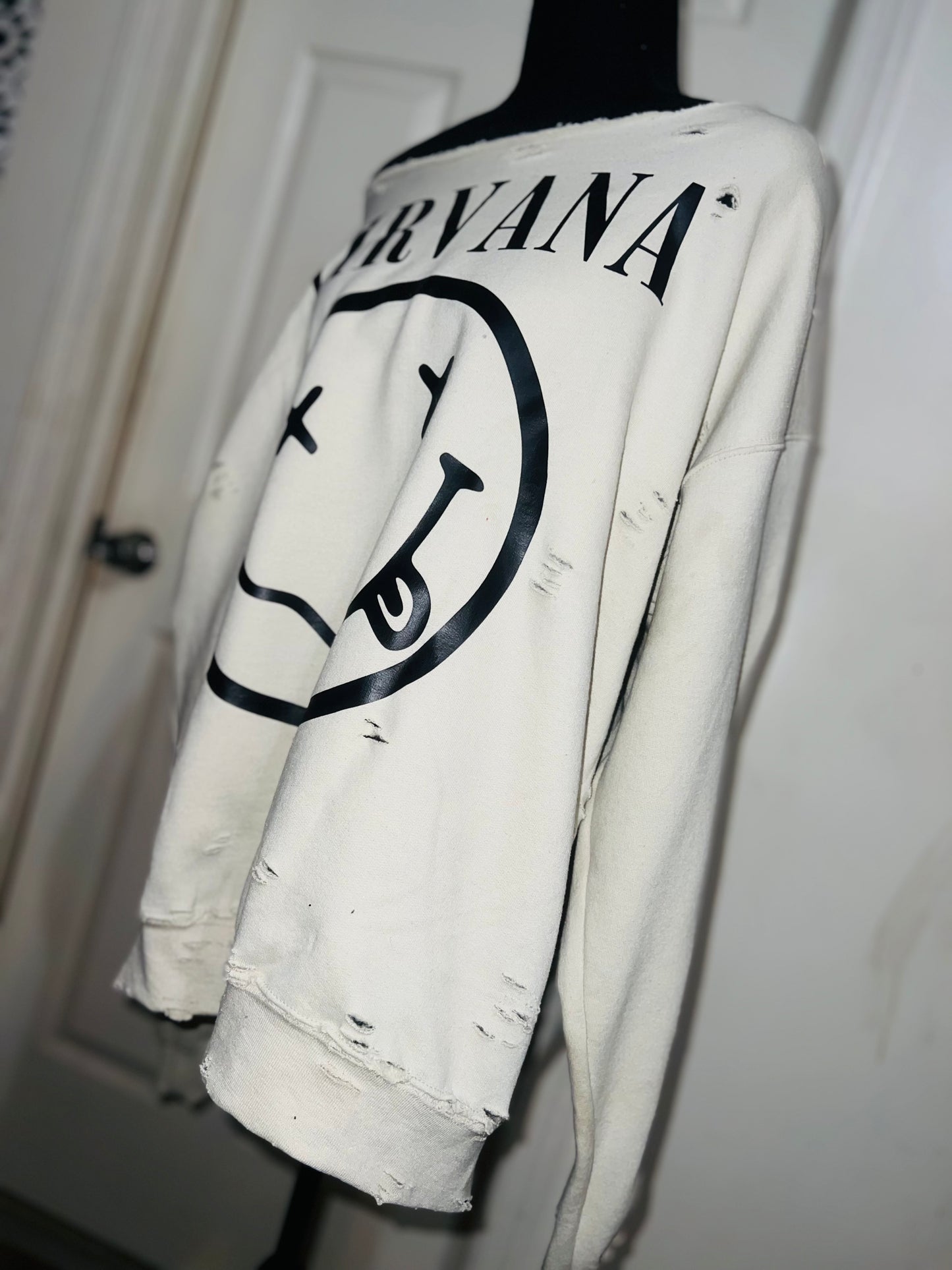 Nirvana Oversized Distressed Sweatshirt