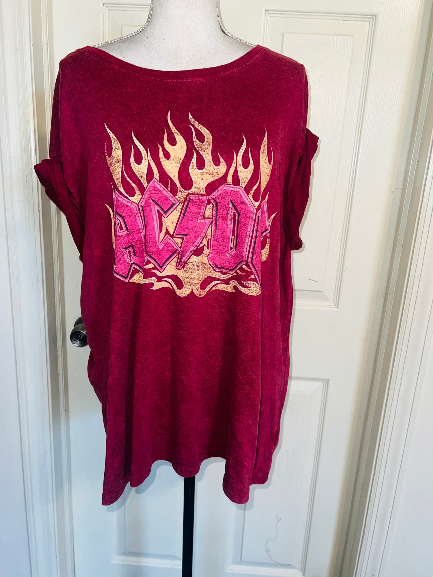 AC/DC Oversized Distressed Tee
