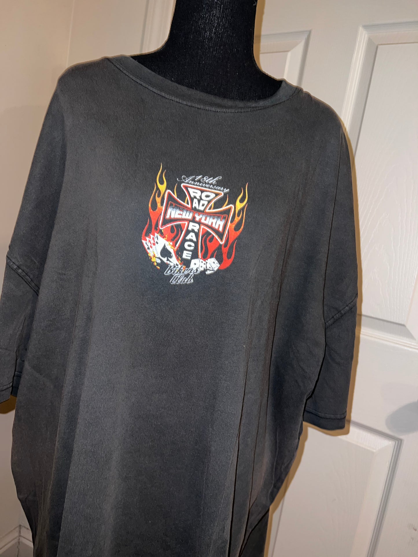 Bikers Club Road Race 18th Anniversary Vintage Oversized Distressed Tee