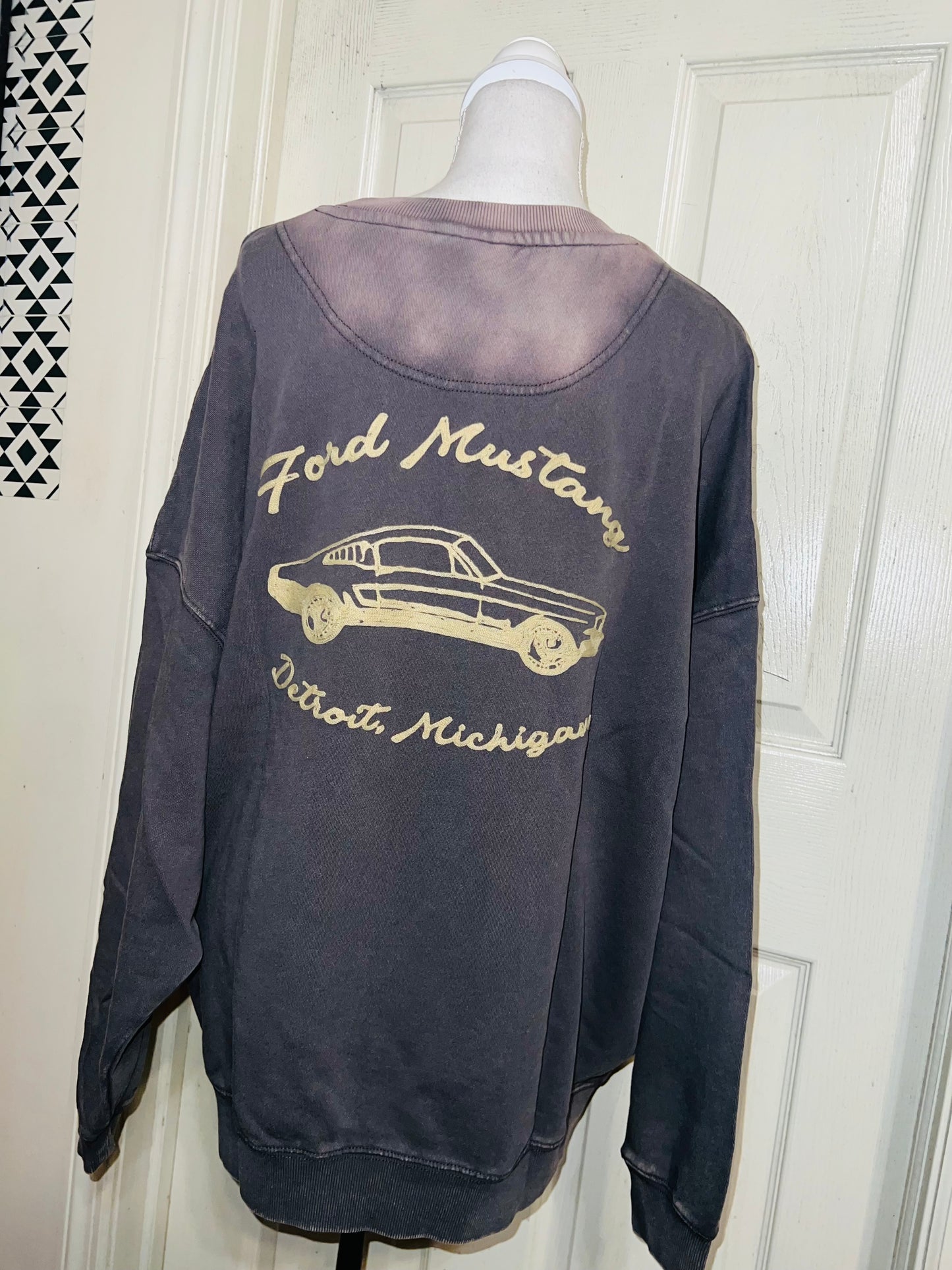 Ford Mustang Double Sided Oversized Distressed Sweatshirt
