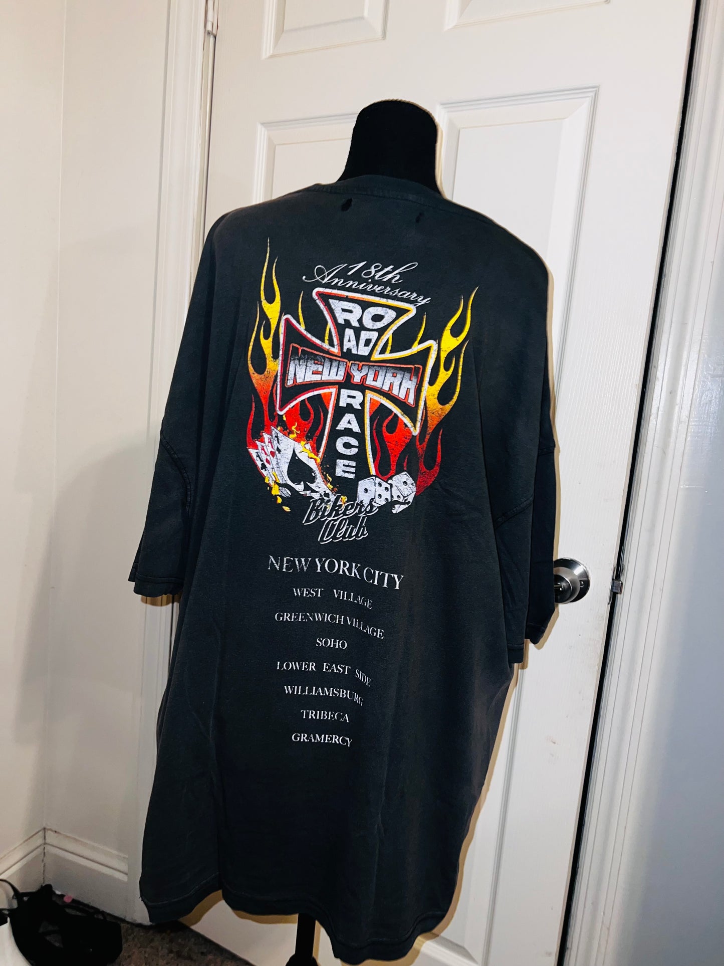 Bikers Club Road Race 18th Anniversary Vintage Oversized Distressed Tee