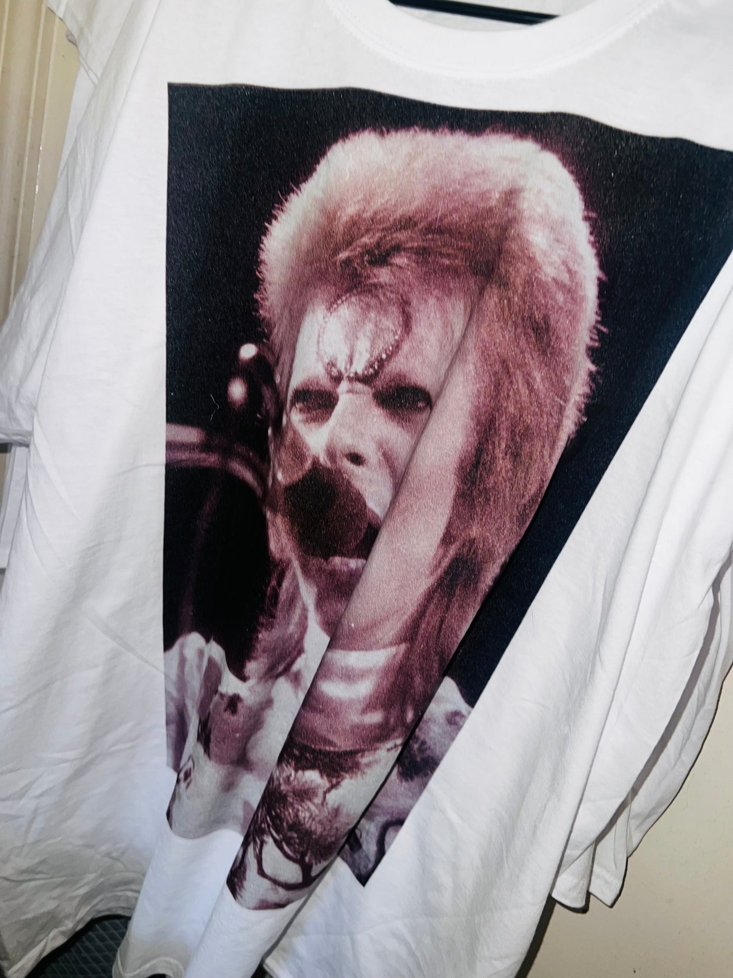 David Bowie Black & White Oversized Distressed Tee
