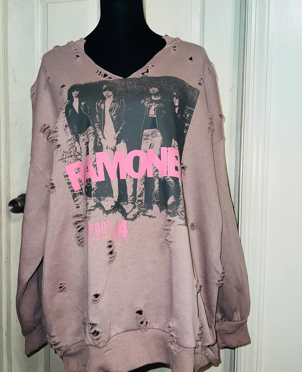 The Ramones Oversized Distressed Sweatshirt