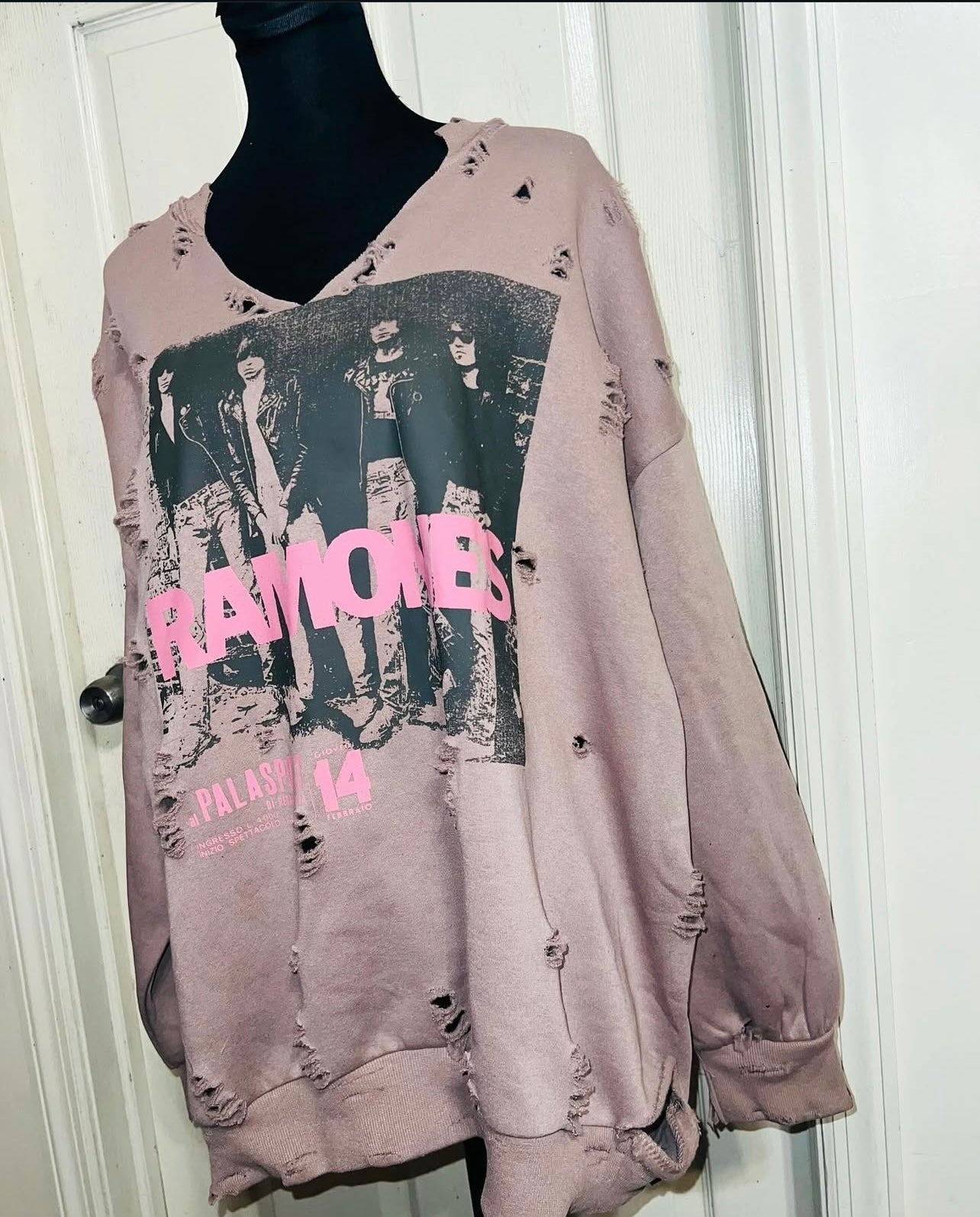 The Ramones Oversized Distressed Sweatshirt