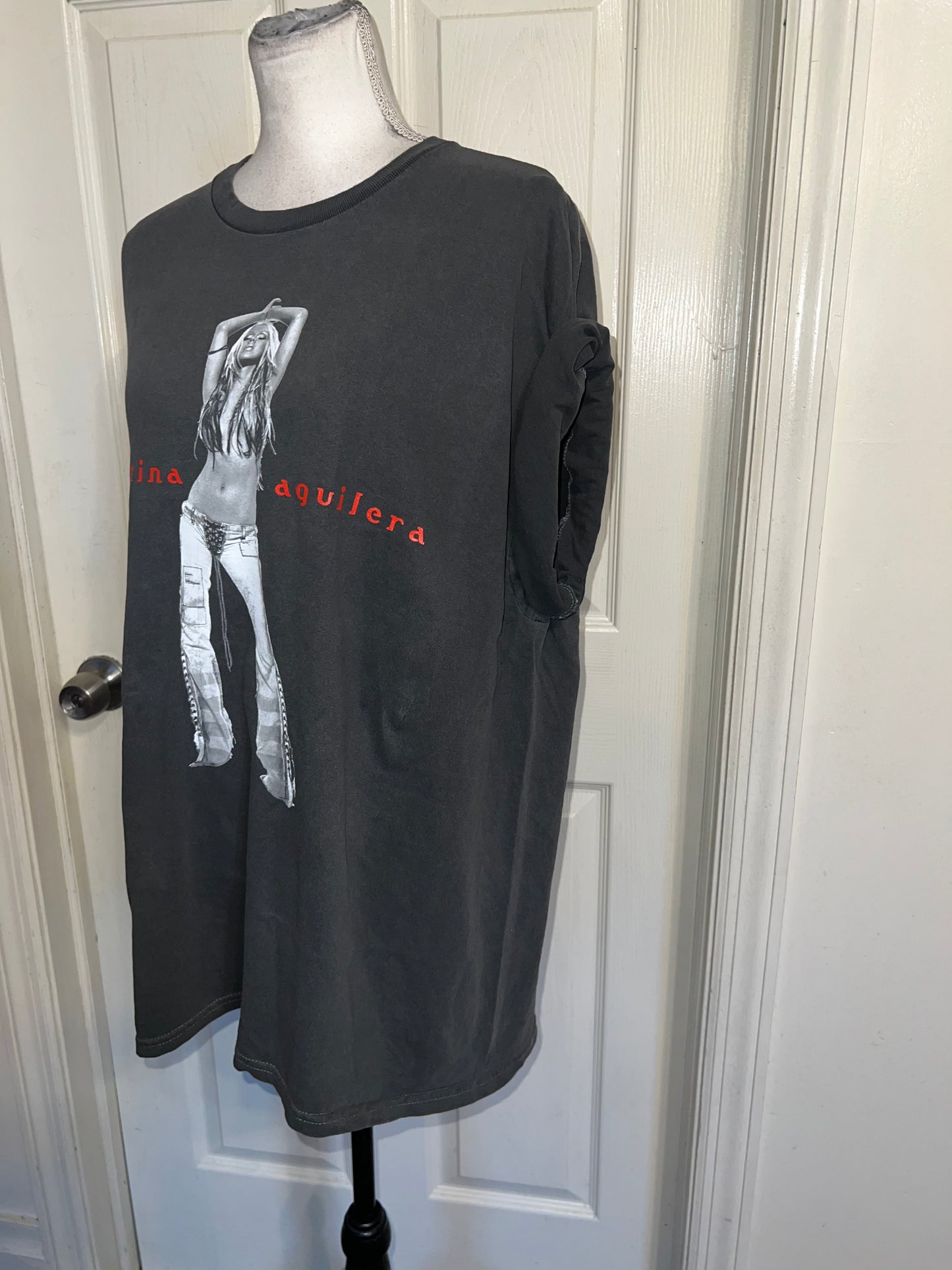 Christina Aguilera Oversized Distressed Tee