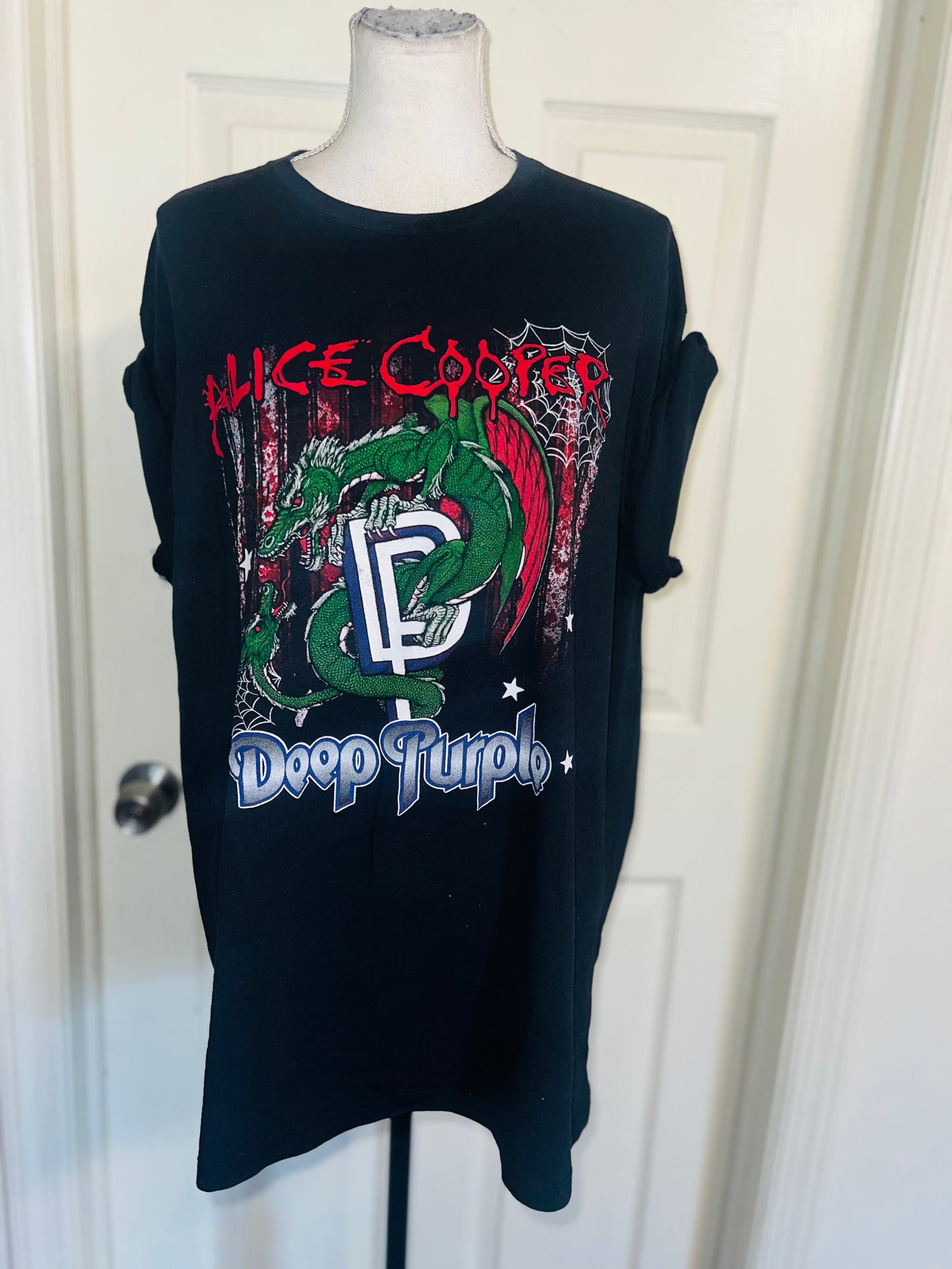 Alice Cooper and Deep Purple Double Sided Oversized Distressed Tee