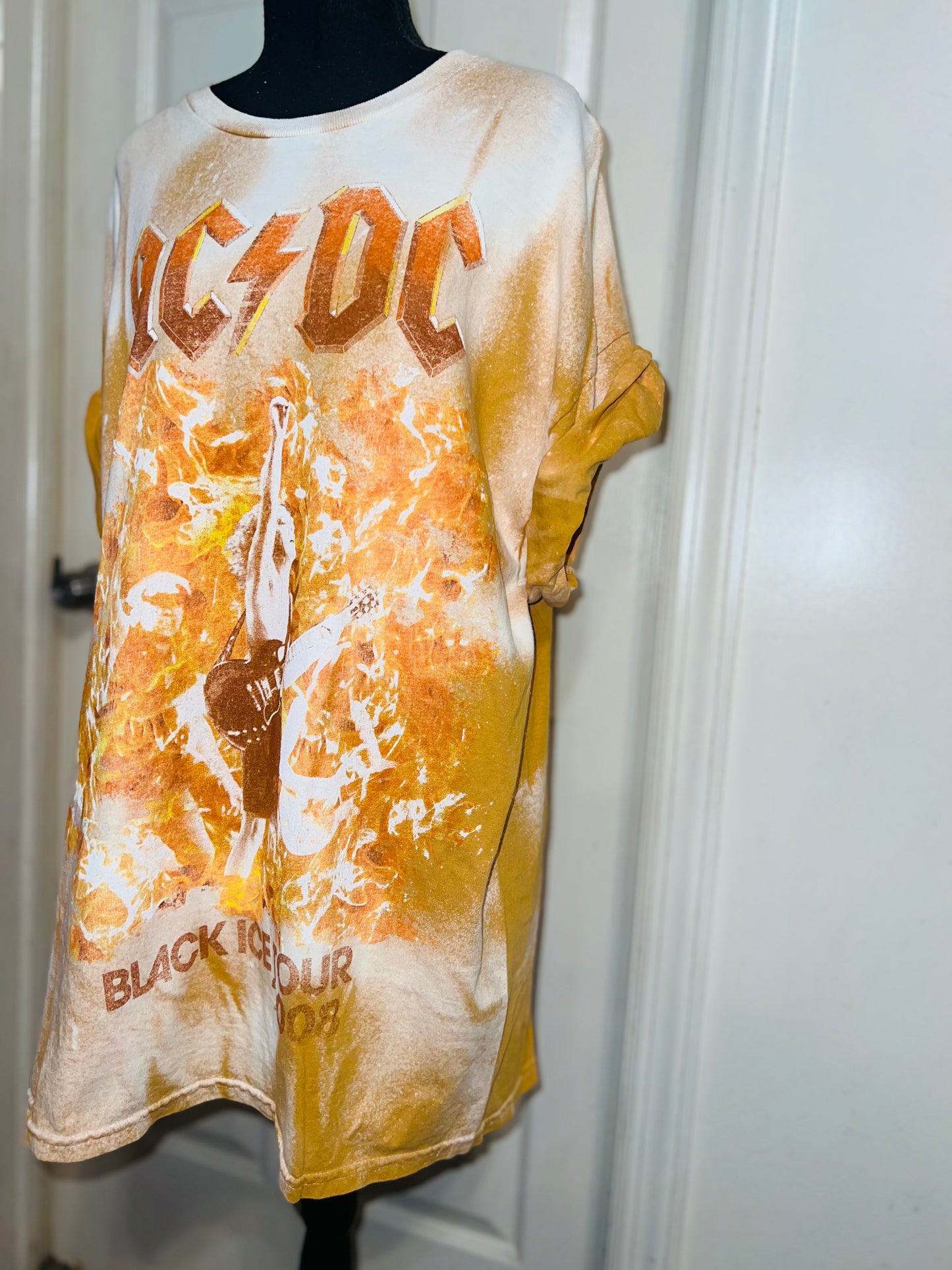 AC/DC Bleached Oversized Distressed Tee