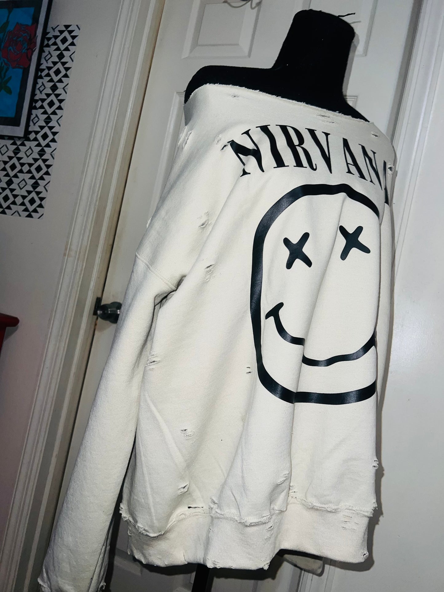 Nirvana Oversized Distressed Sweatshirt