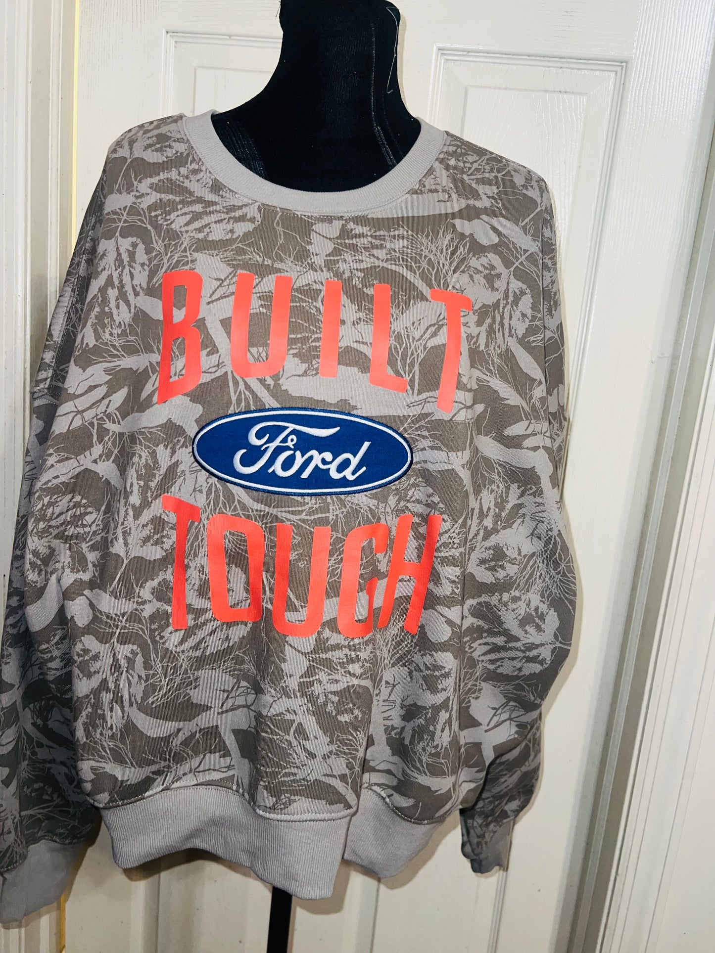 Ford Oversized Distressed Camo Sweatshirt