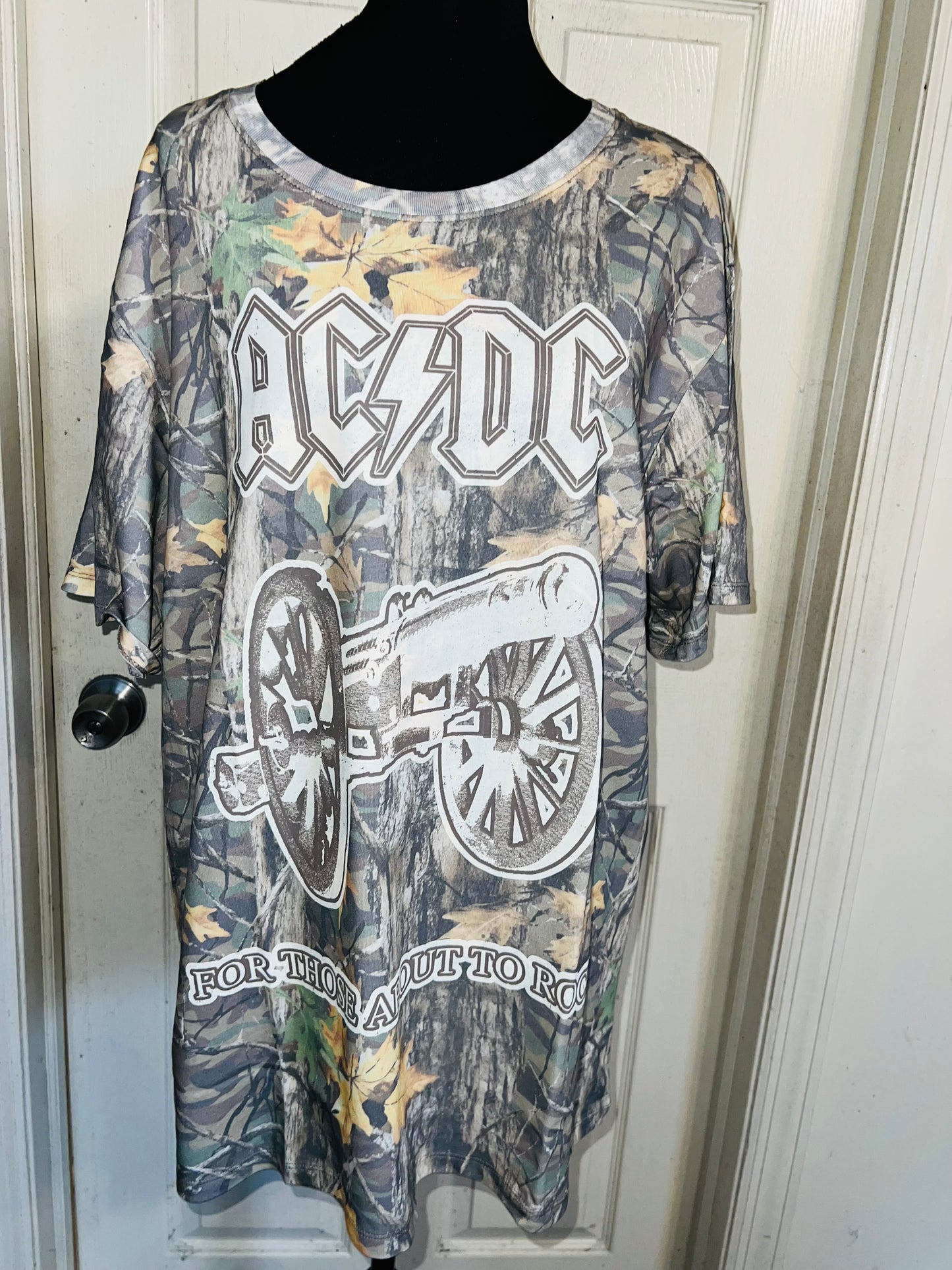 AC/DC Camo Oversized Distressed Tee