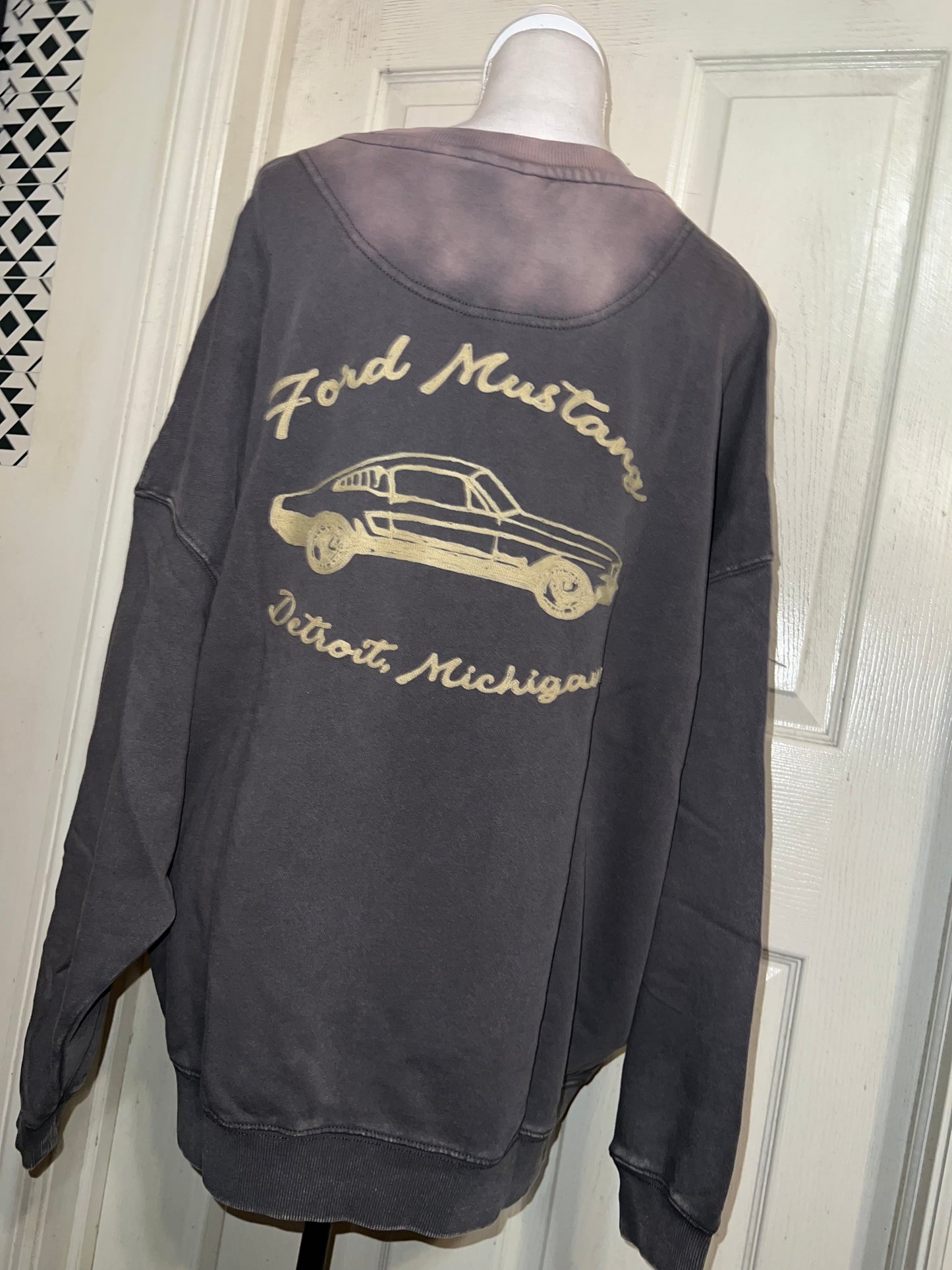 Ford Mustang Double Sided Oversized Distressed Sweatshirt