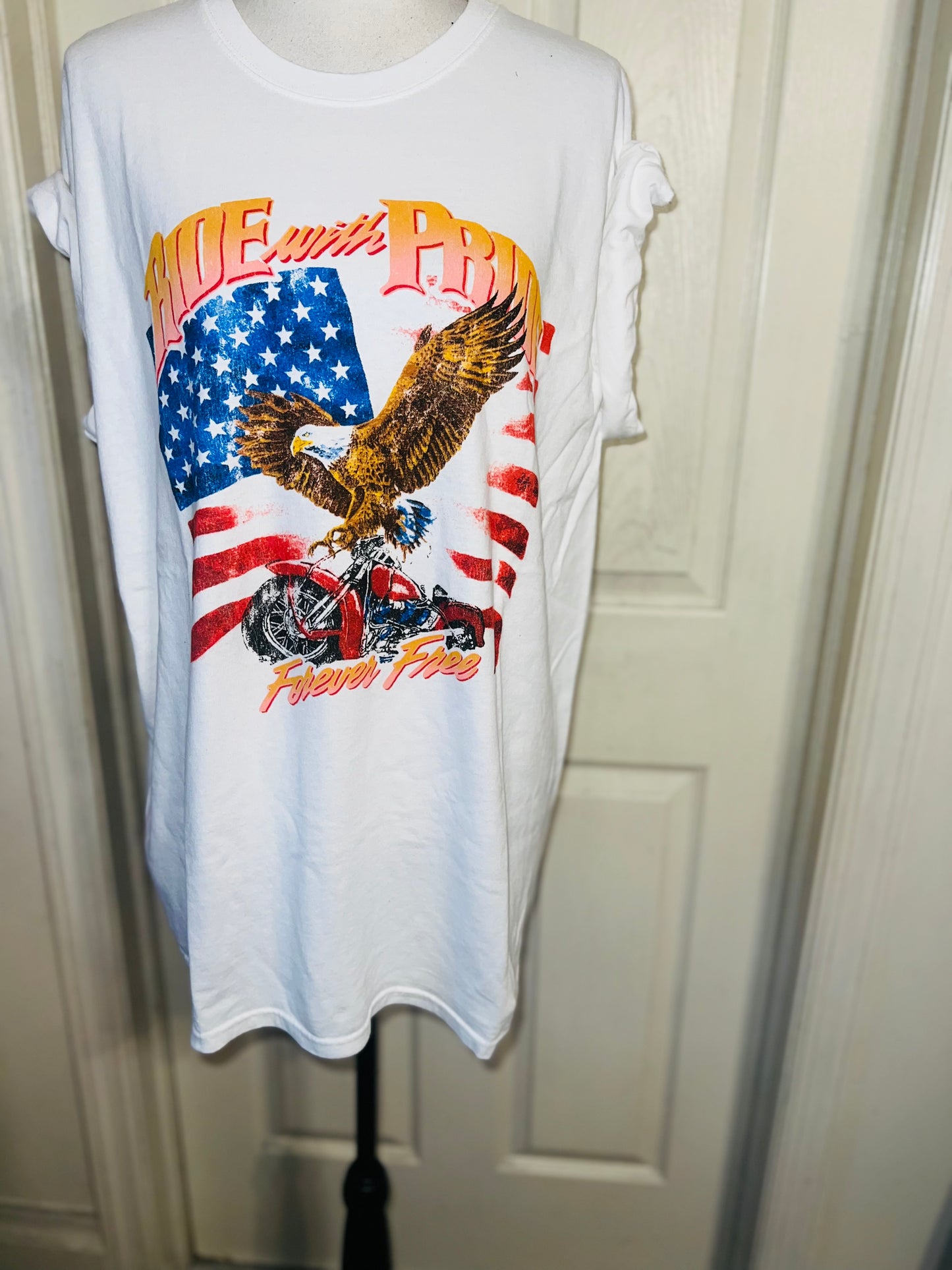 Ride With Pride Oversized Distressed Tee