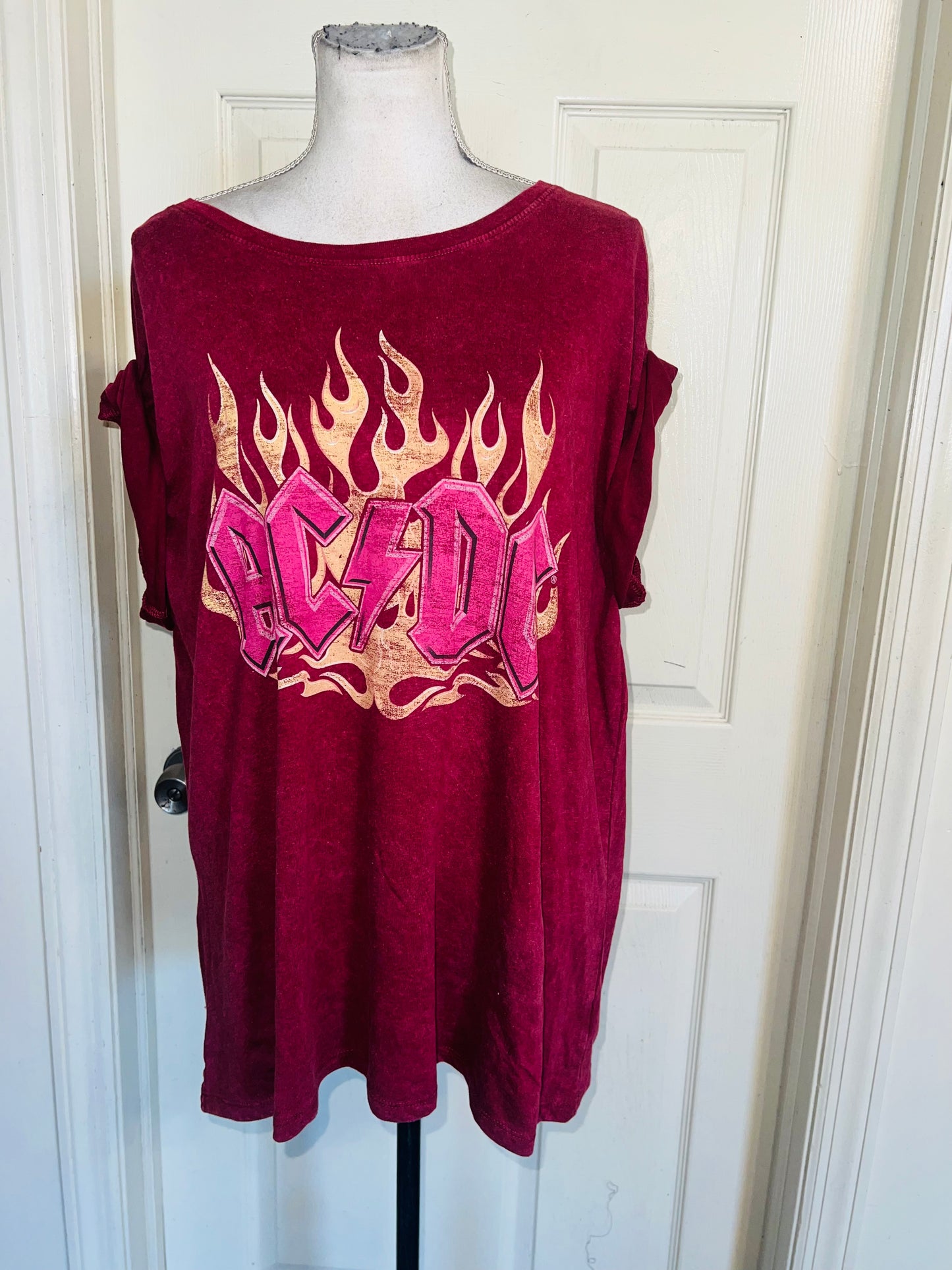 AC/DC Oversized Distressed Tee