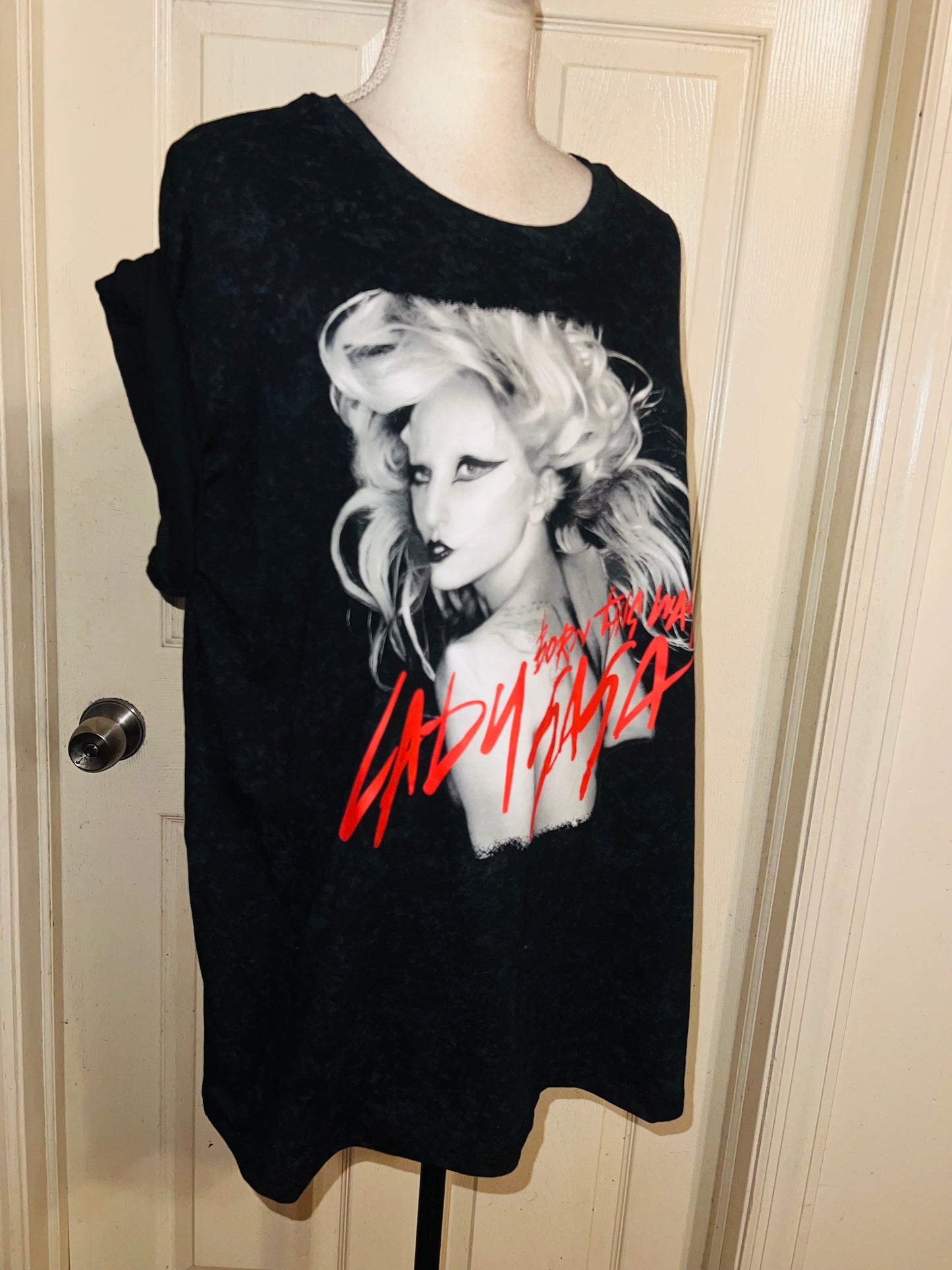 Lady Gaga Oversized Distressed Tee