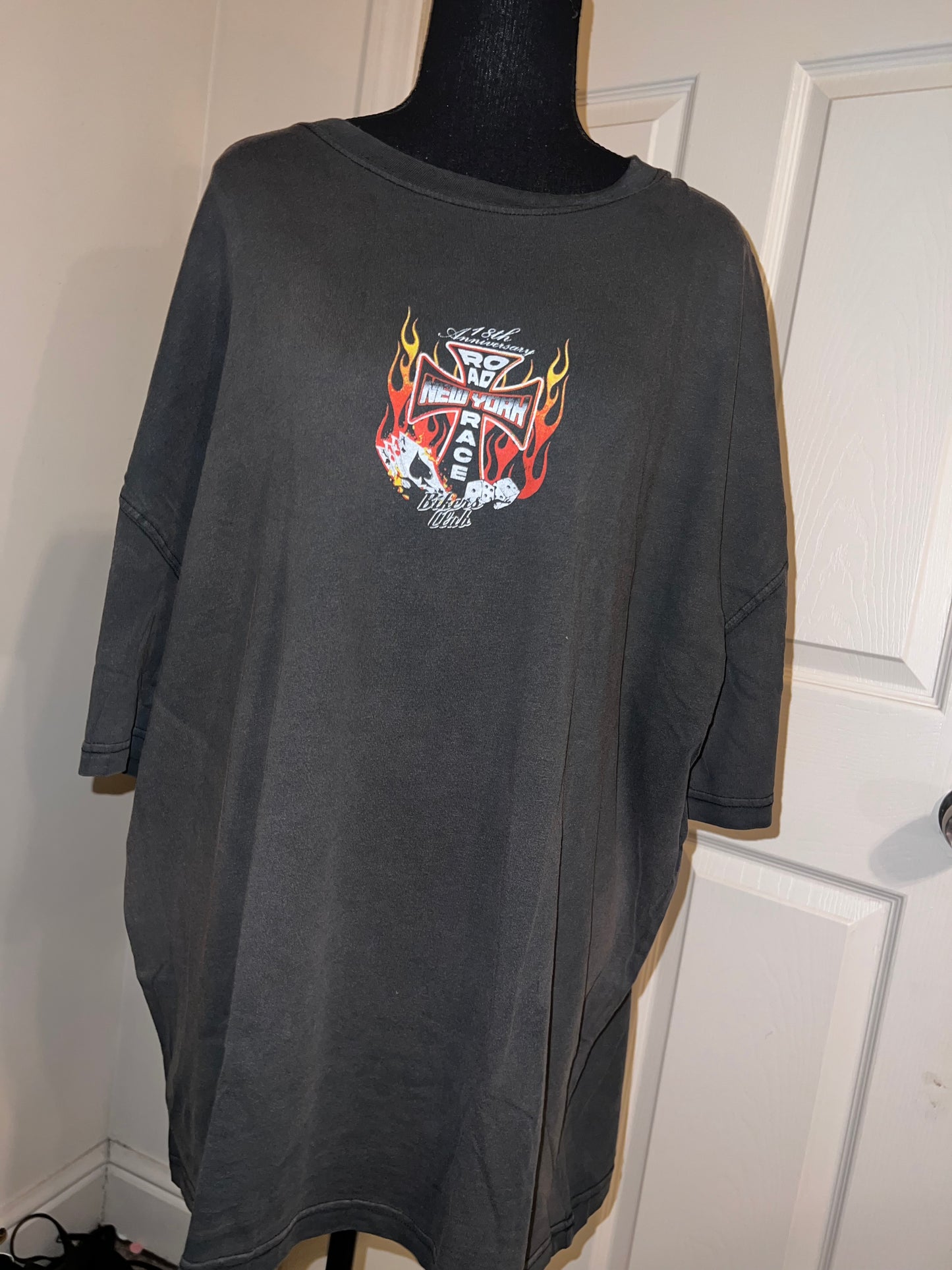 Bikers Club Road Race 18th Anniversary Vintage Oversized Distressed Tee