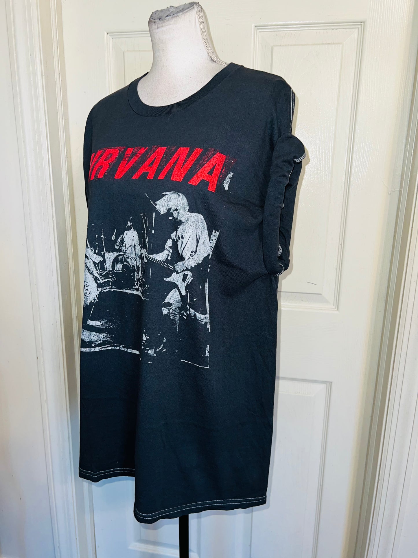 Nirvana Double Sided Oversized Distressed Tee