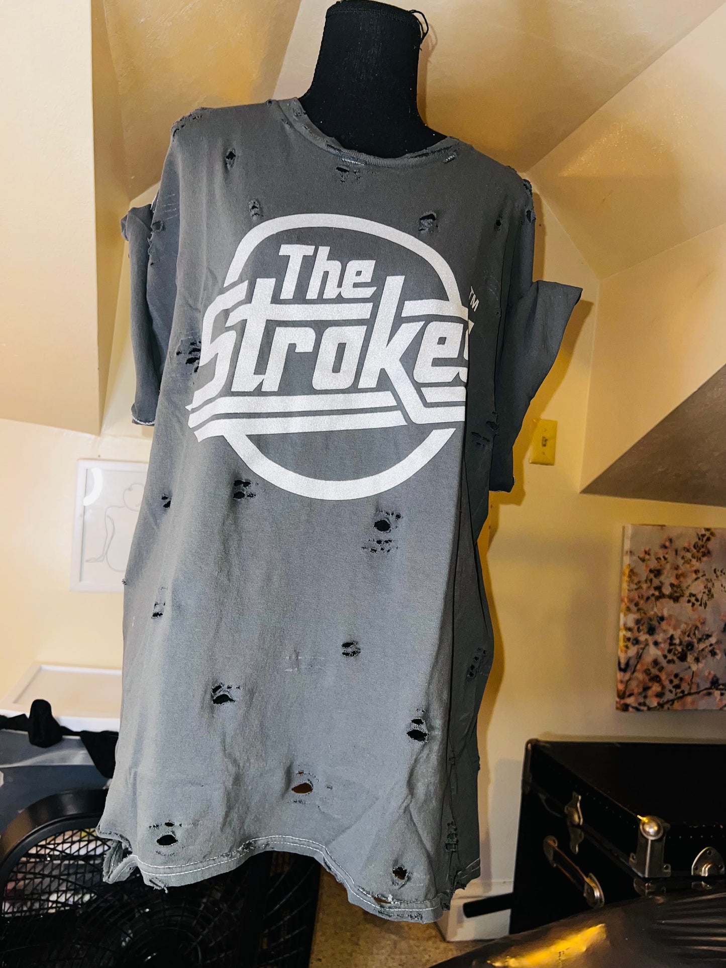 The Strokes Oversized Distressed Tee