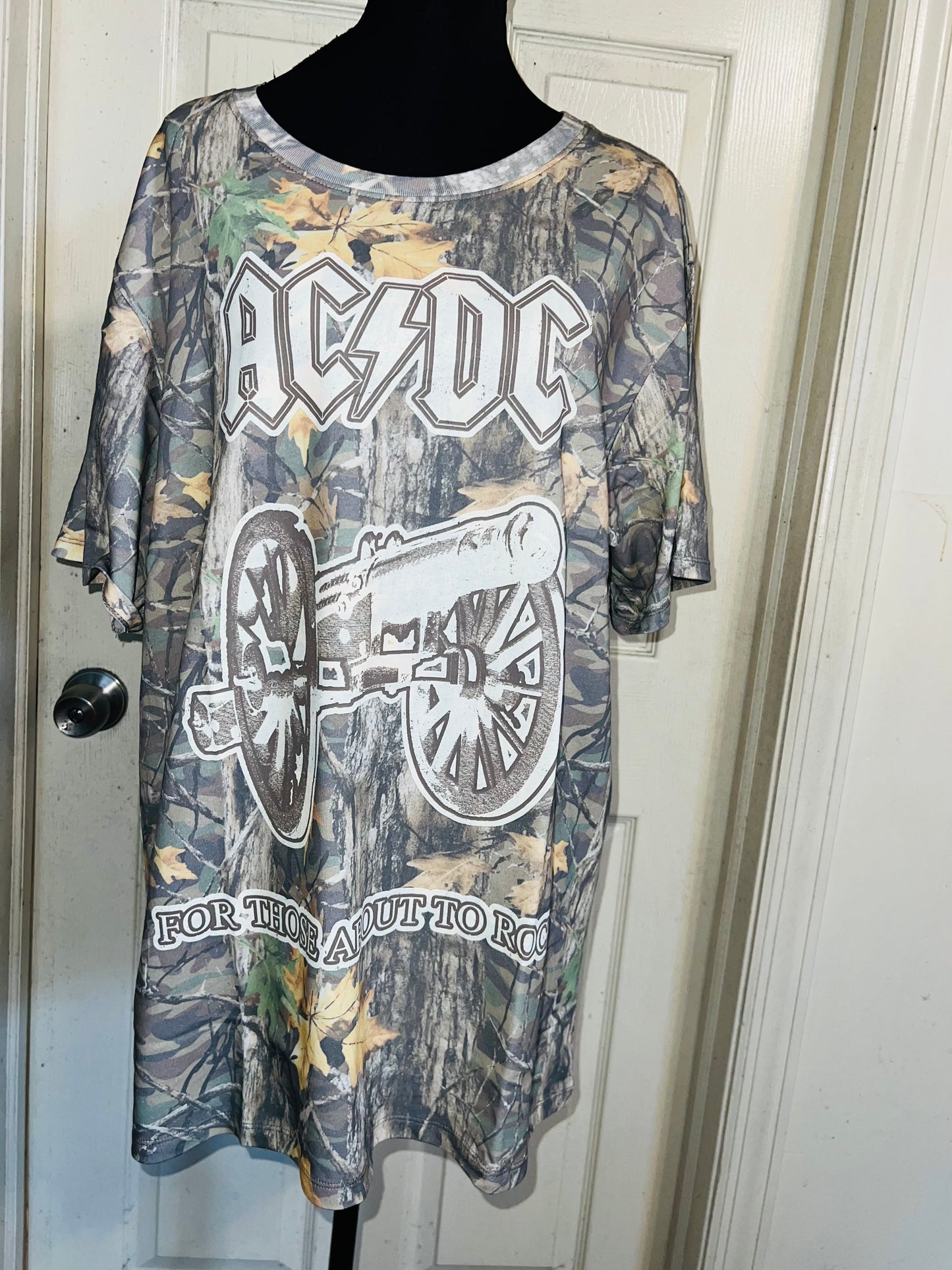 AC/DC Camo Oversized Distressed Tee