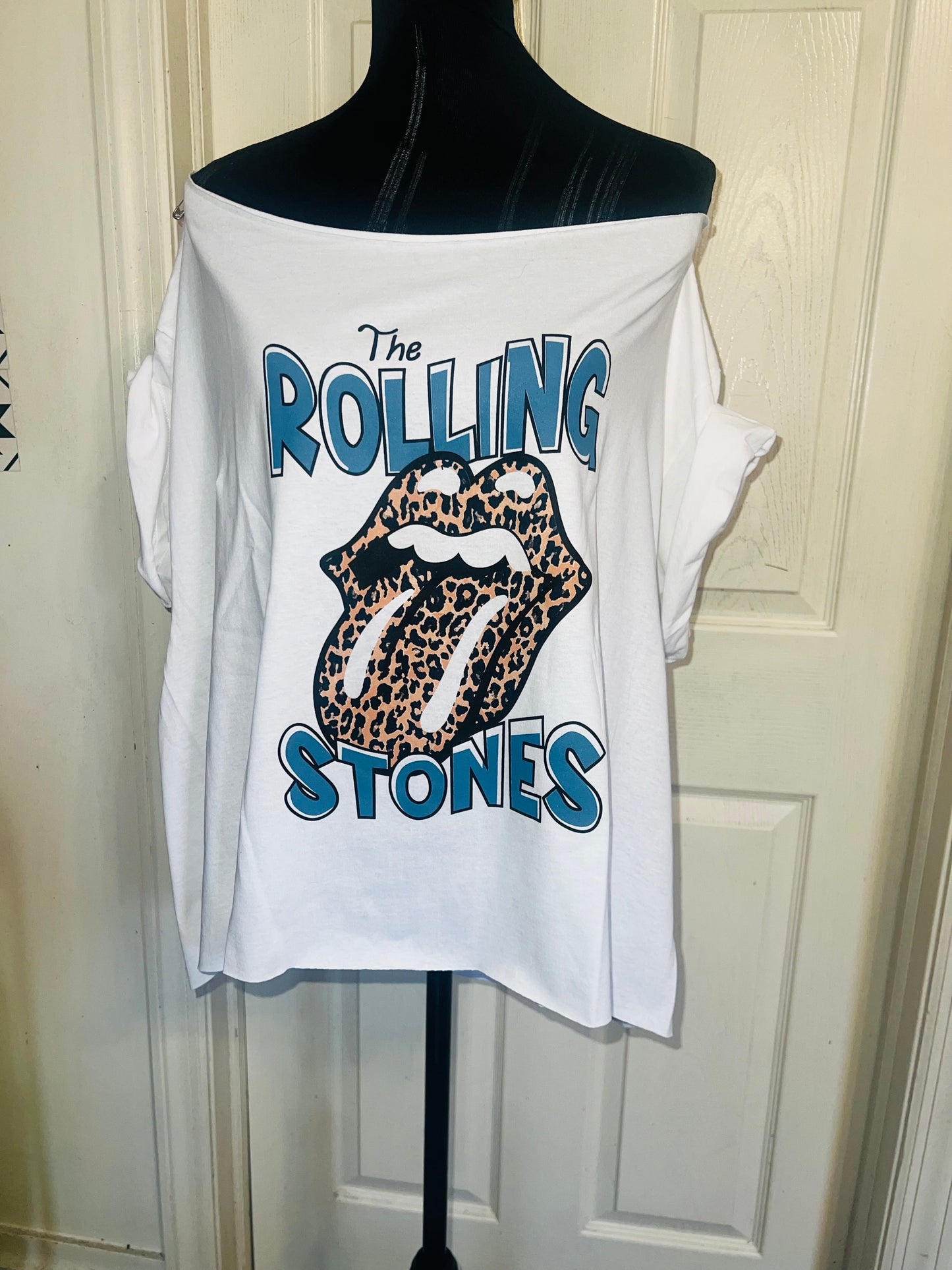 Rolling Stones Off The Shoulder Oversized Distressed Tee