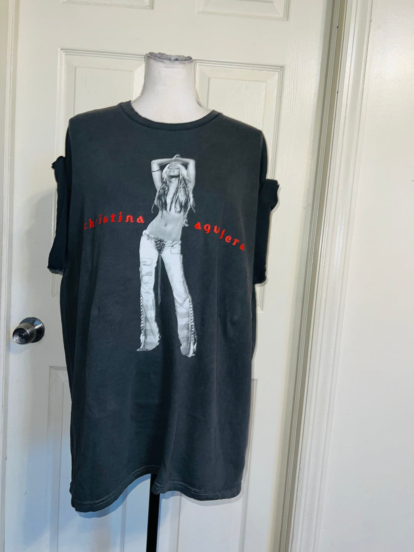 Christina Aguilera Oversized Distressed Tee