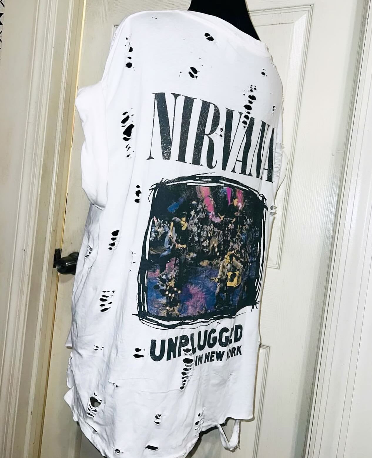 Nirvana Double Sided Oversized Distressed Tee