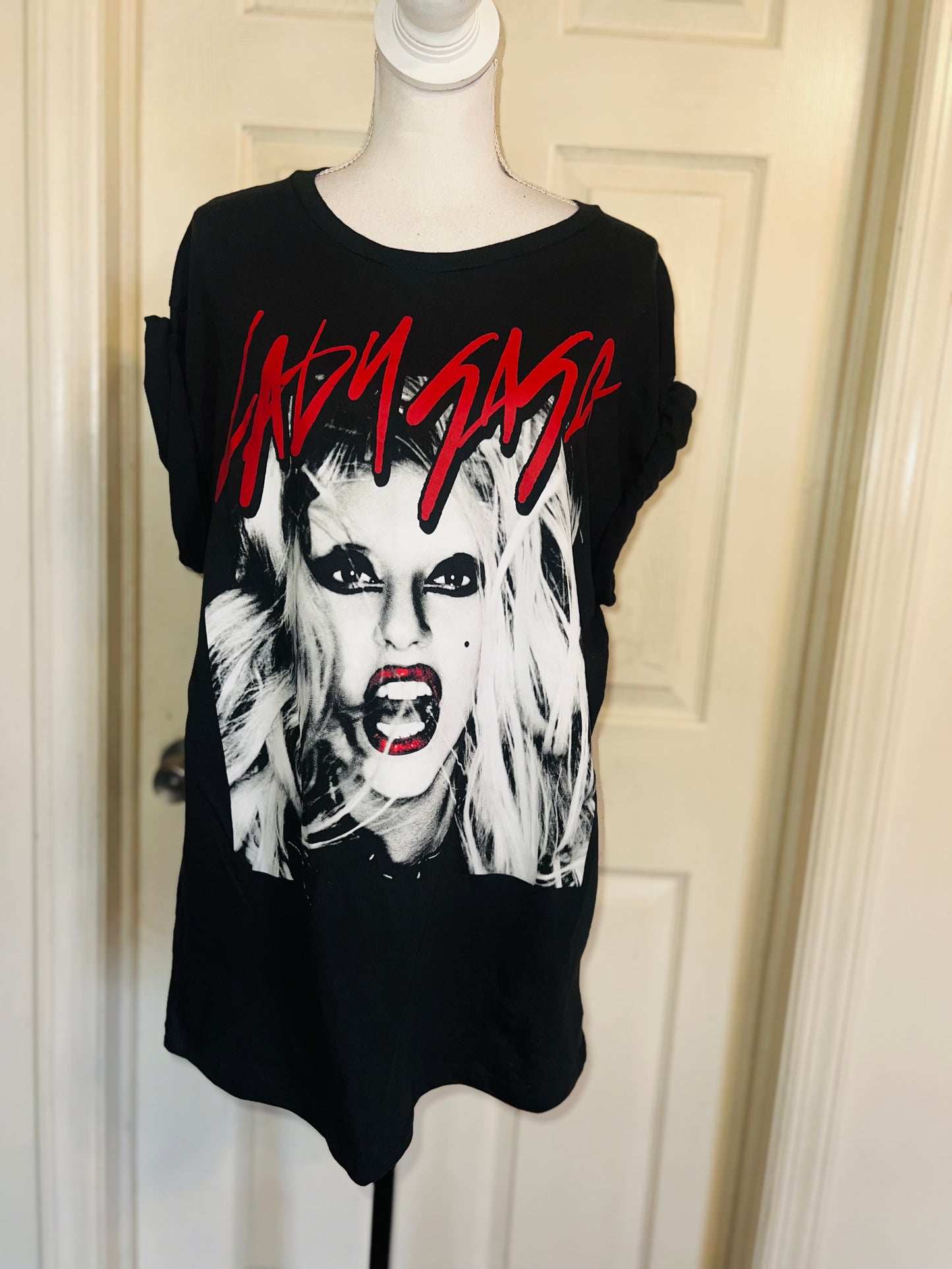 Lady Gaga Oversized Distressed Tee