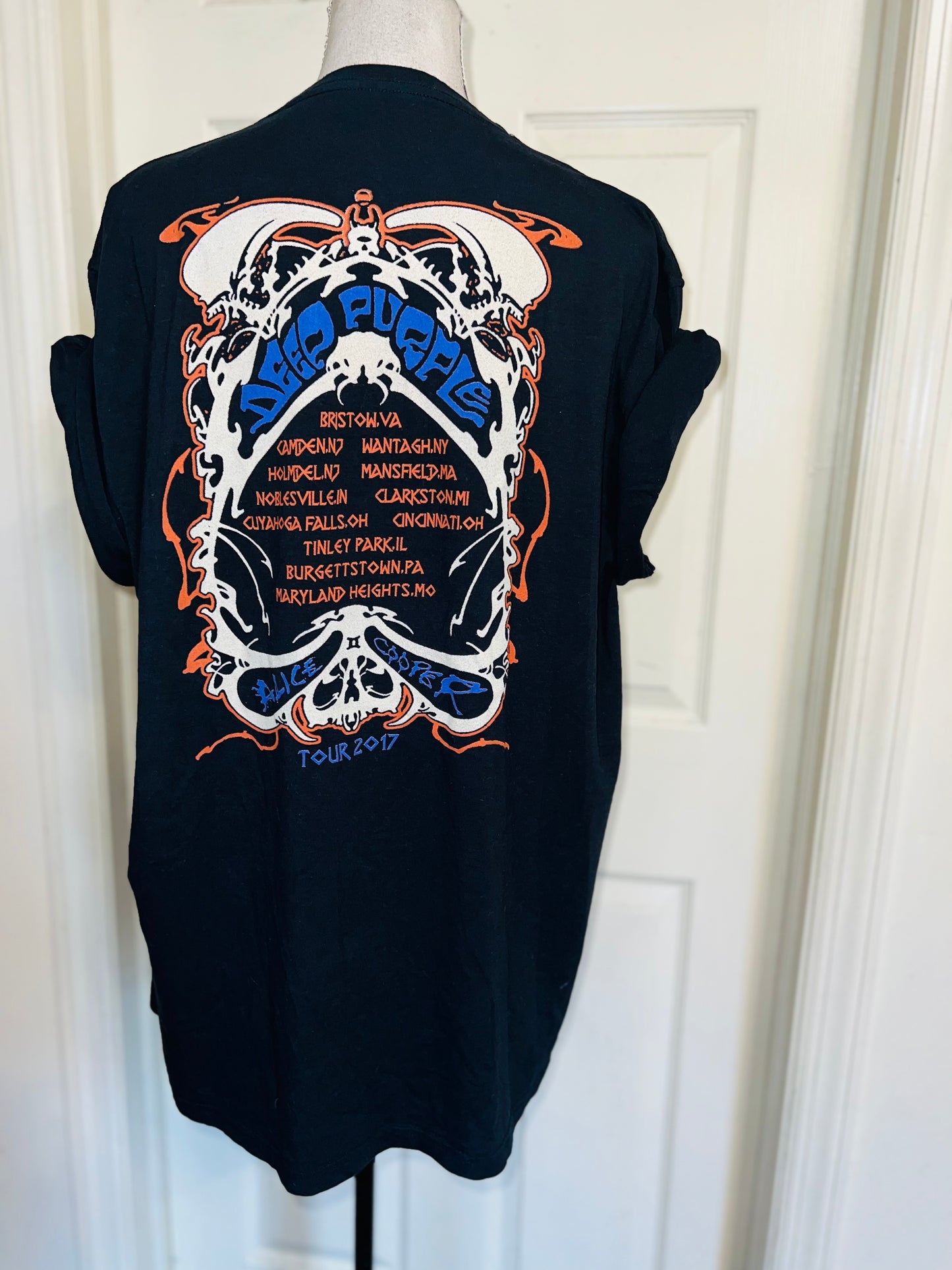 Alice Cooper and Deep Purple Double Sided Oversized Distressed Tee