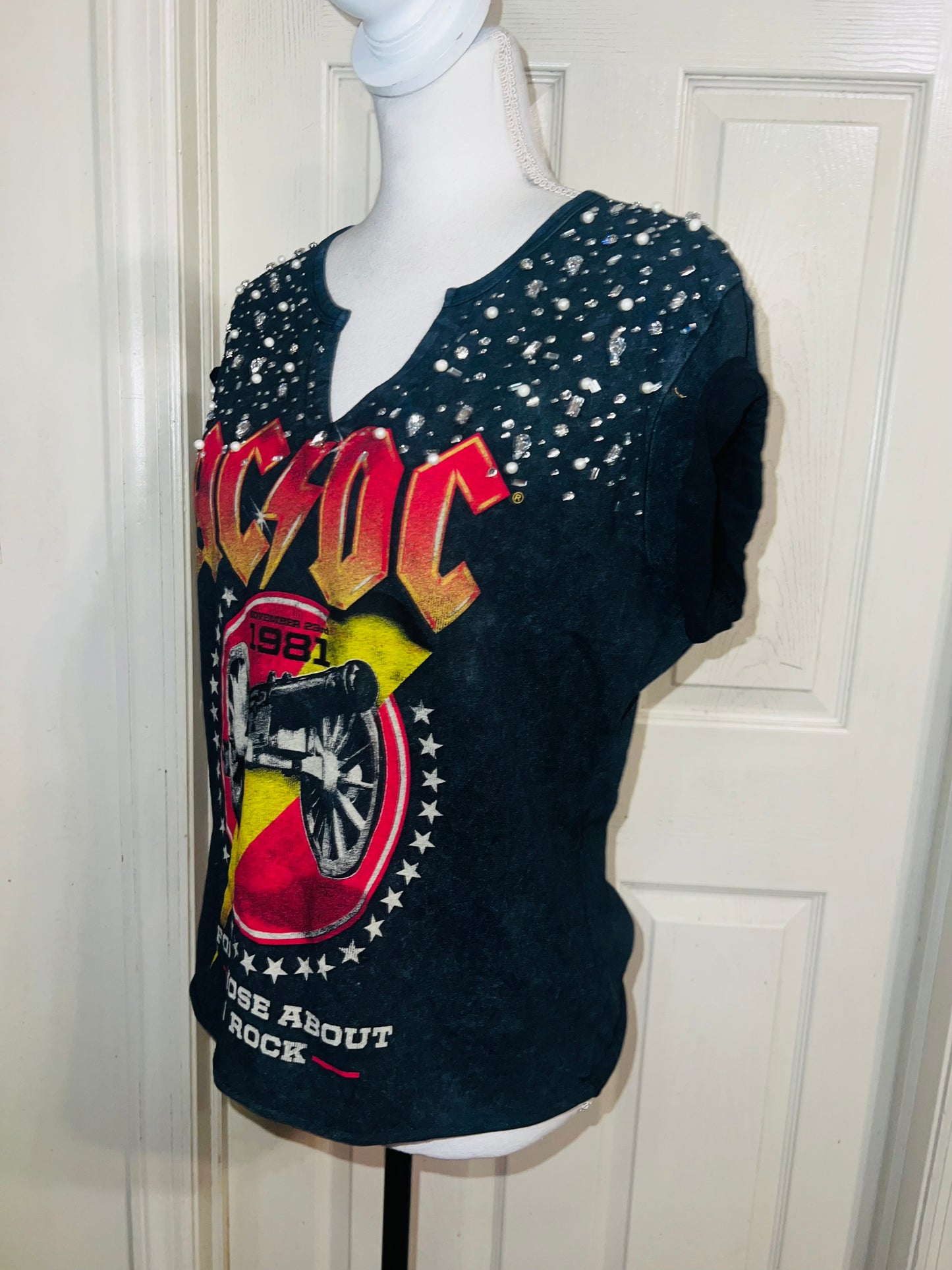AC/DC Distressed Embellished Tee