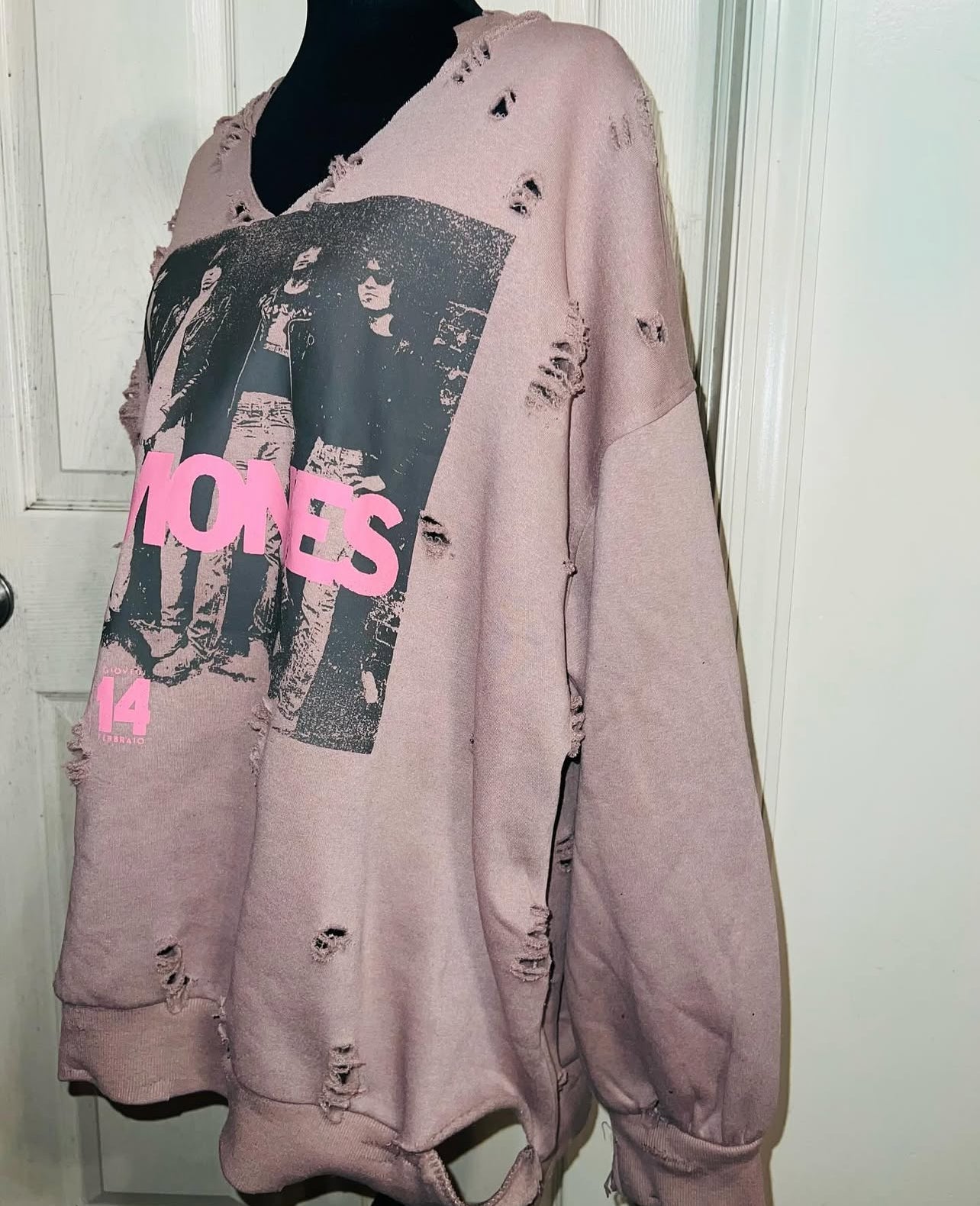 The Ramones Oversized Distressed Sweatshirt