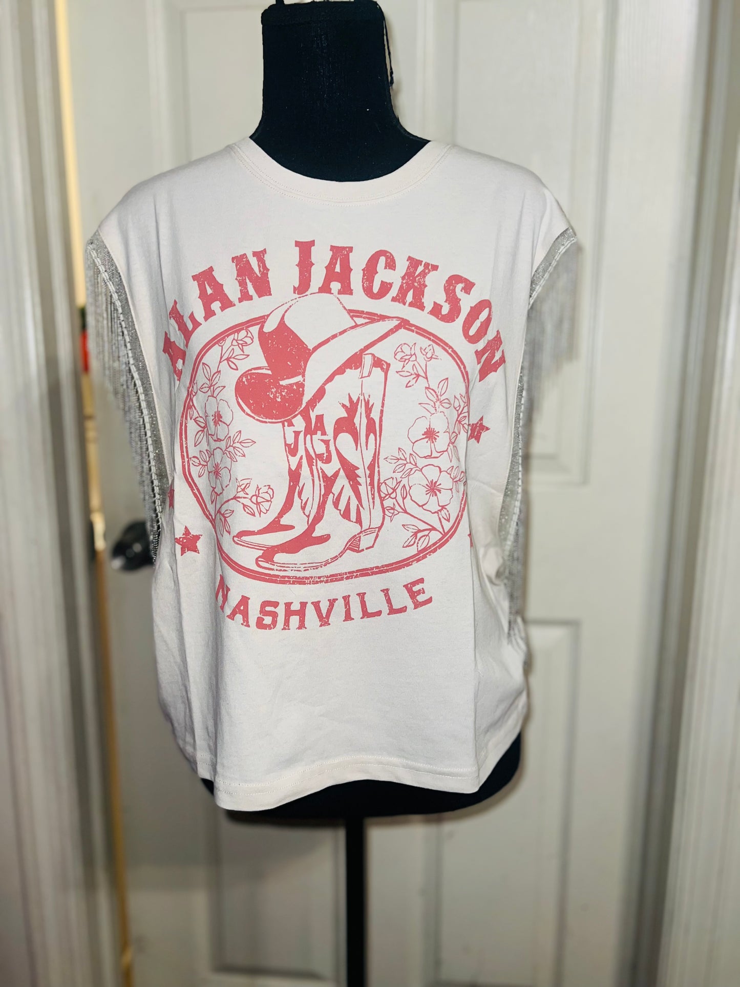 Alan Jackson Oversized Metal Fringe Muscle Tee