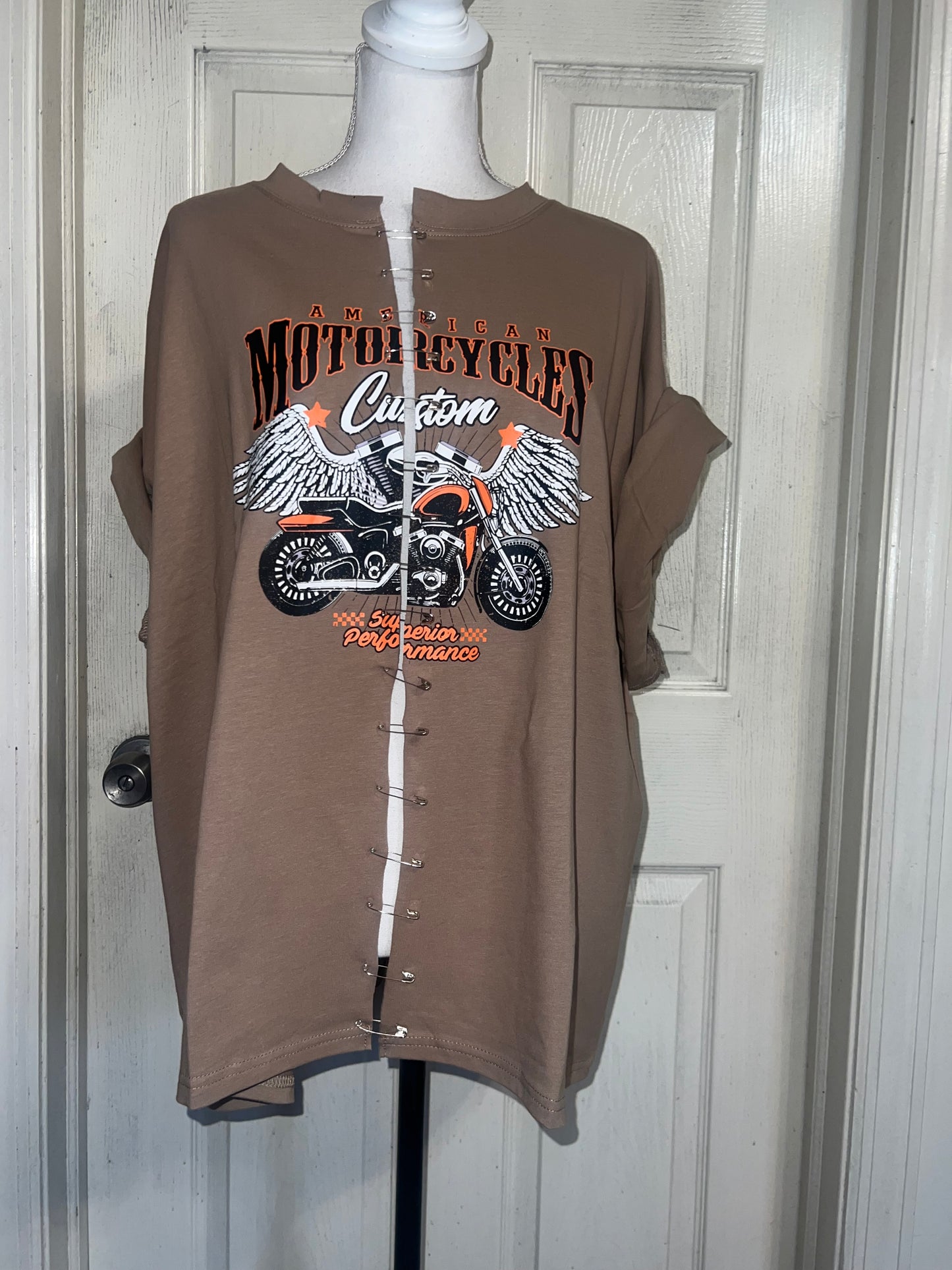 Motorcycle Split Distressed Oversized Tee