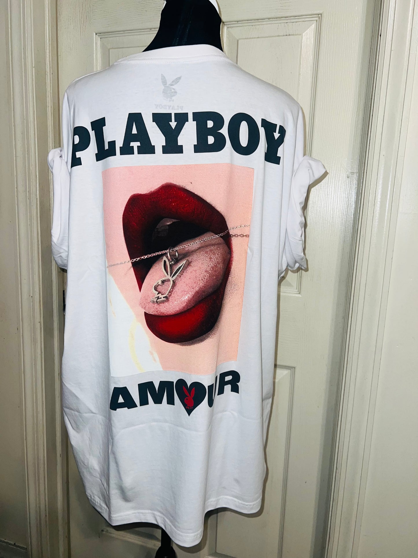 Playboy Double Sided Oversized Distressed Tee