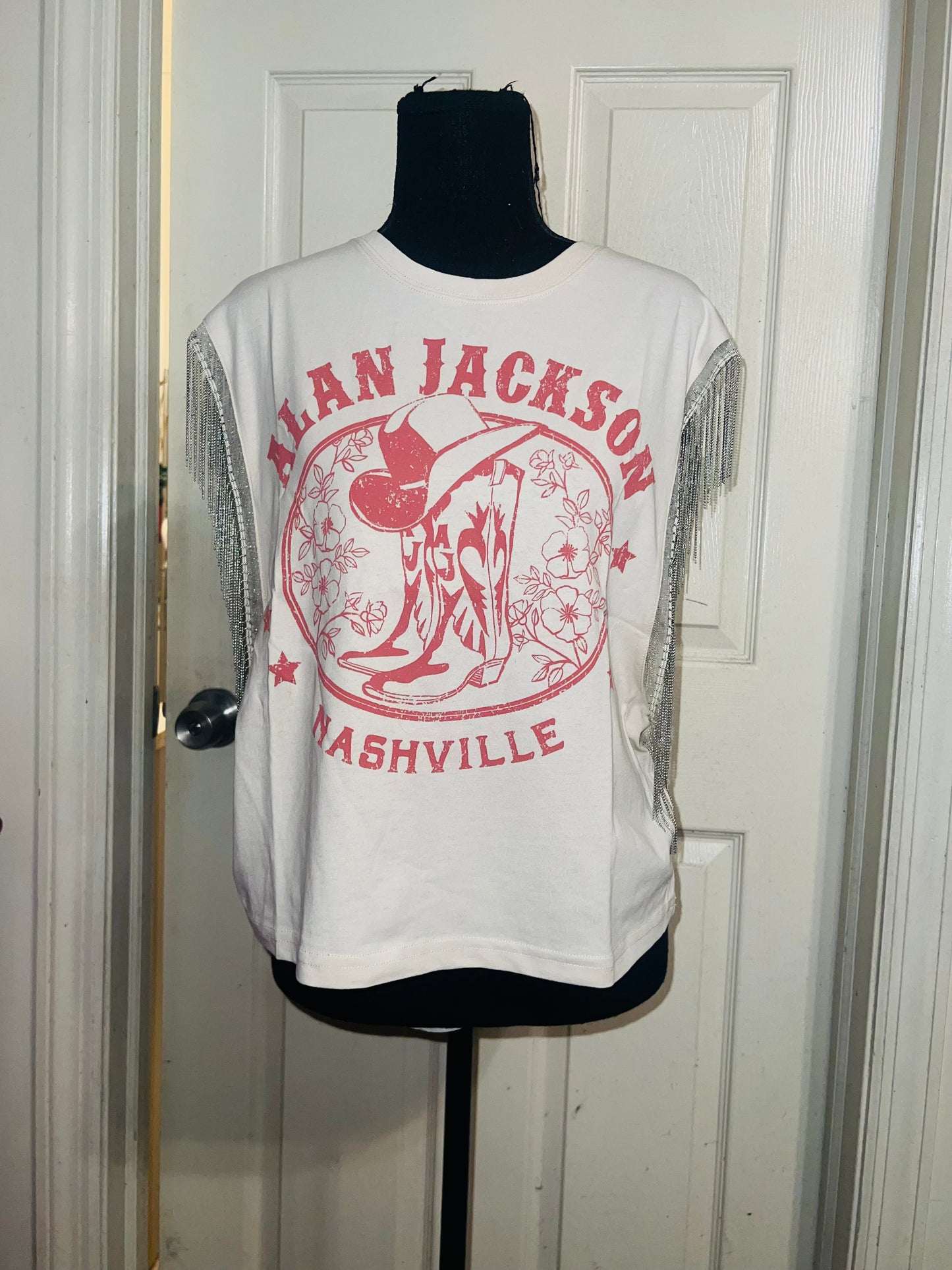 Alan Jackson Oversized Metal Fringe Muscle Tee