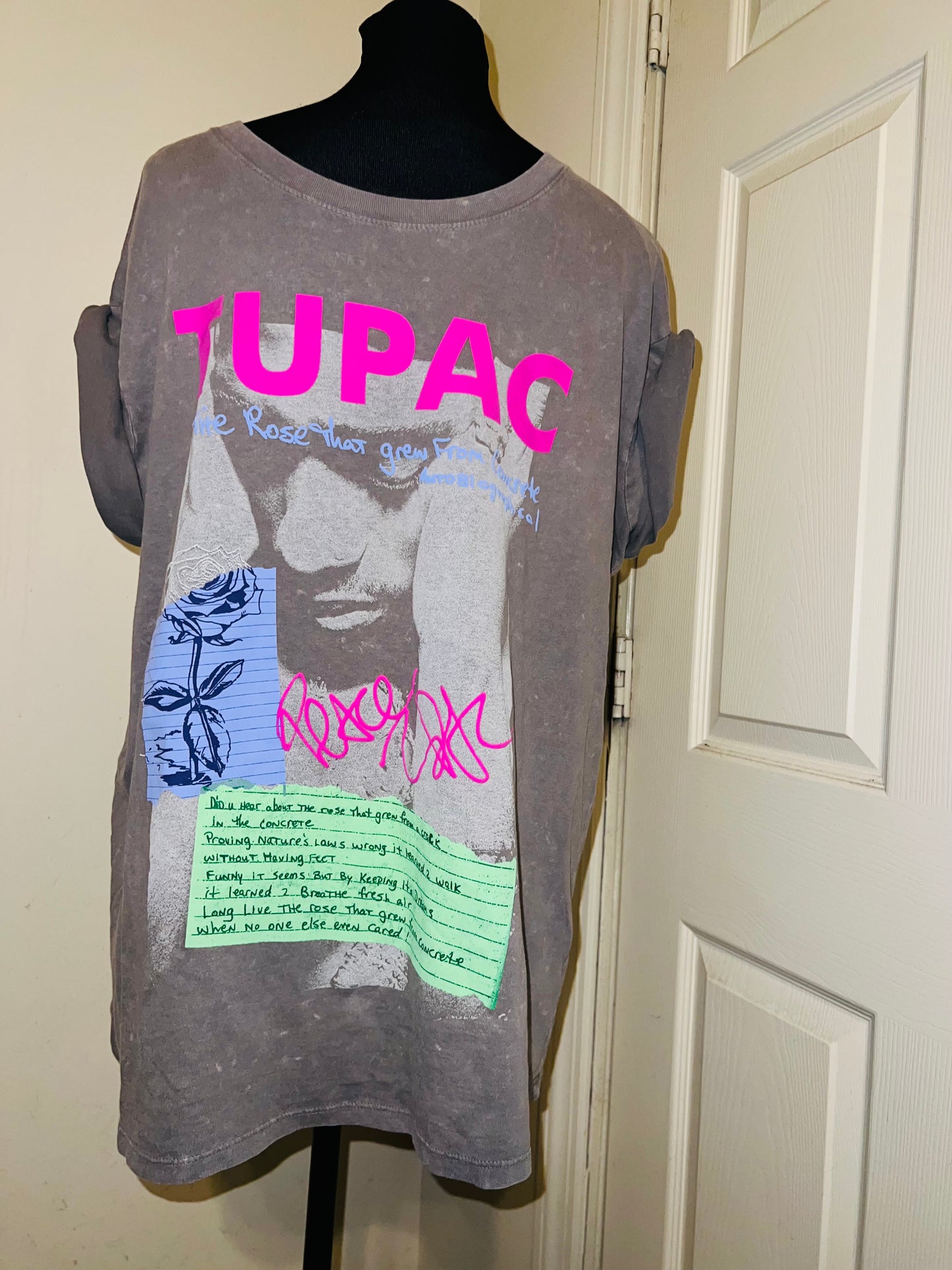 Tupac Double Sided Oversized Distressed Tee