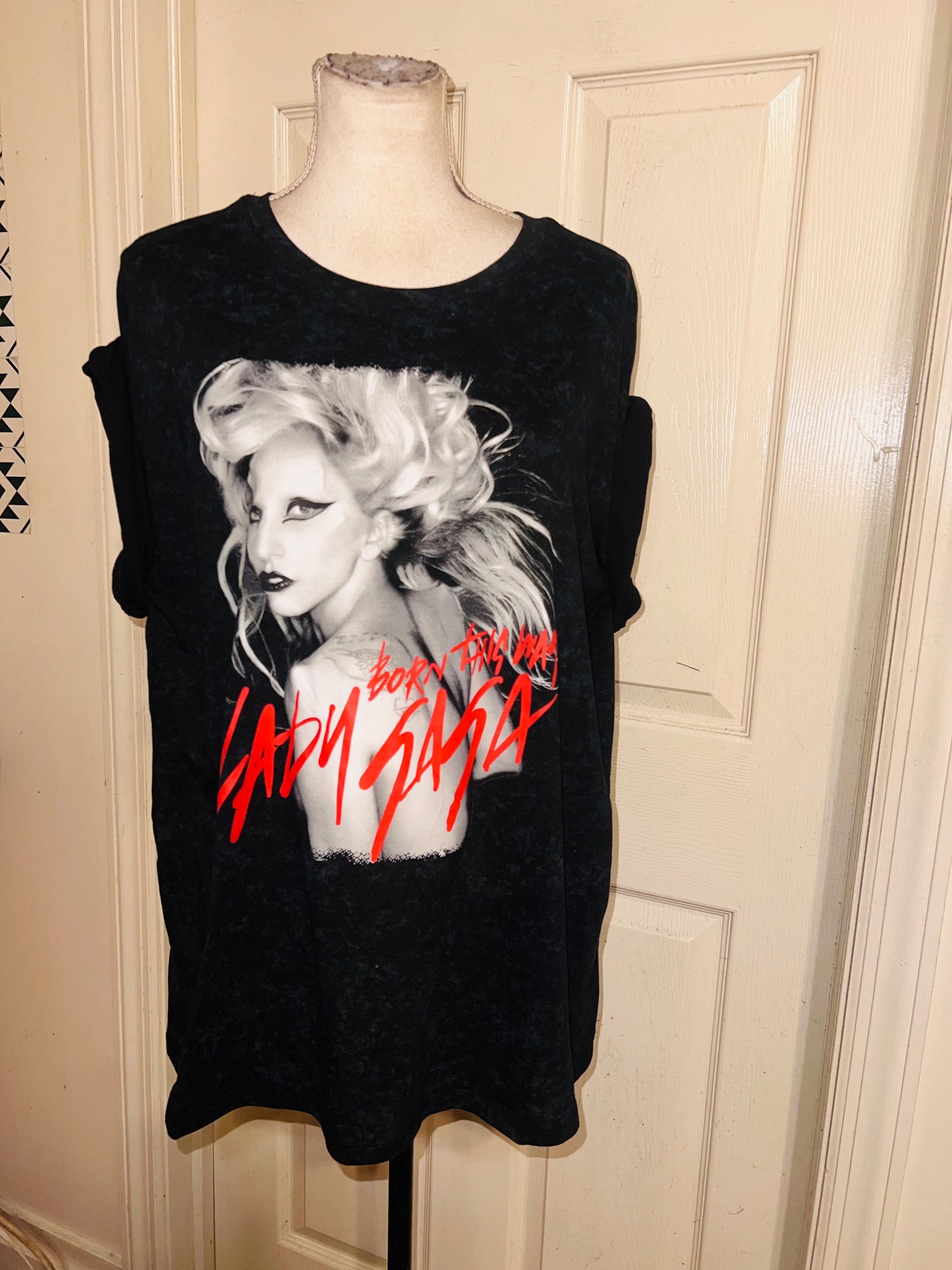 Lady Gaga Oversized Distressed Tee