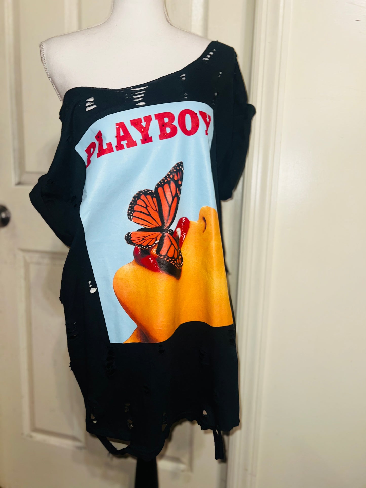 Playboy Oversized Distressed Tee