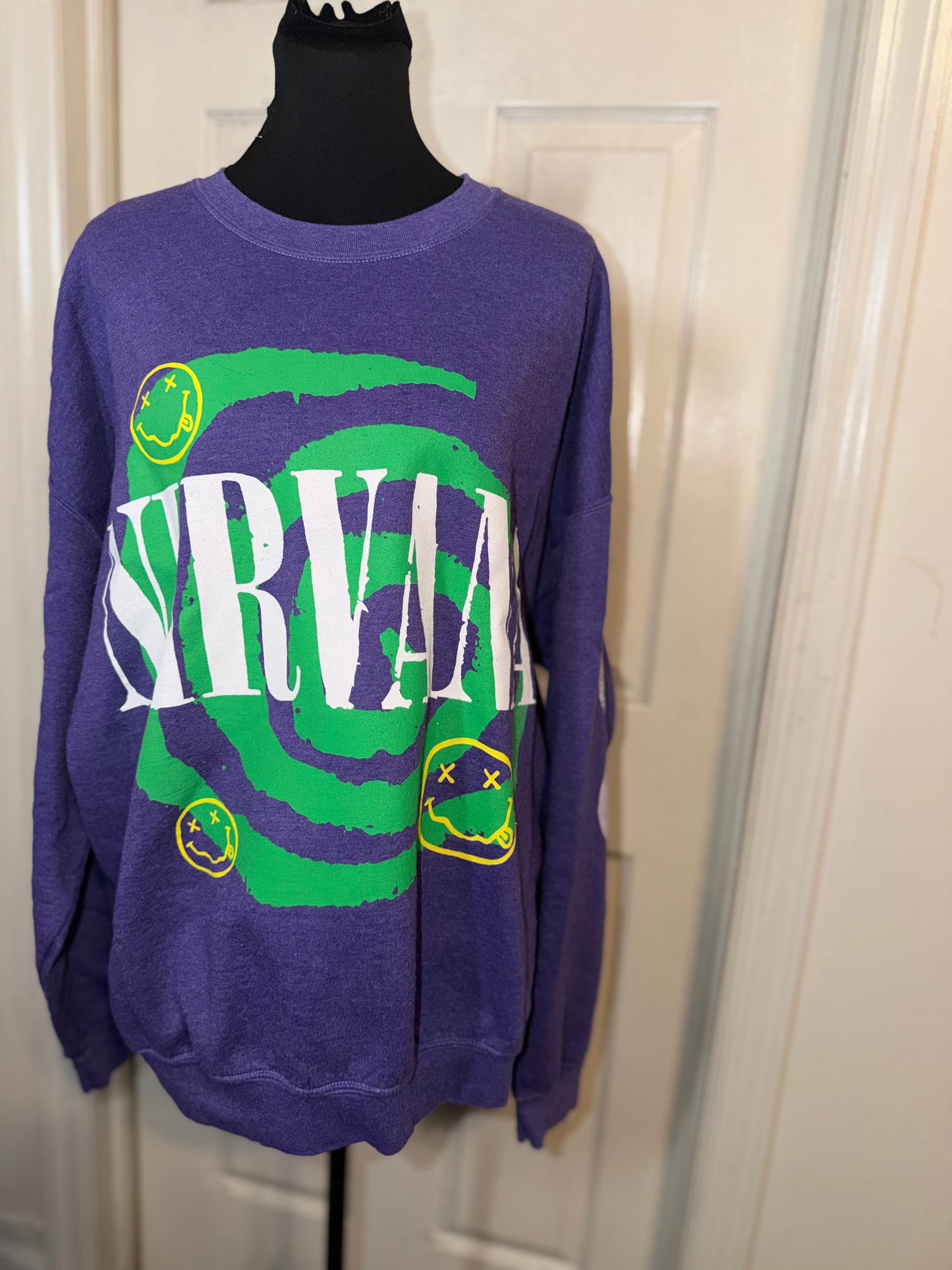 Nirvana Double Sided Oversized Distressed Sweatshirt