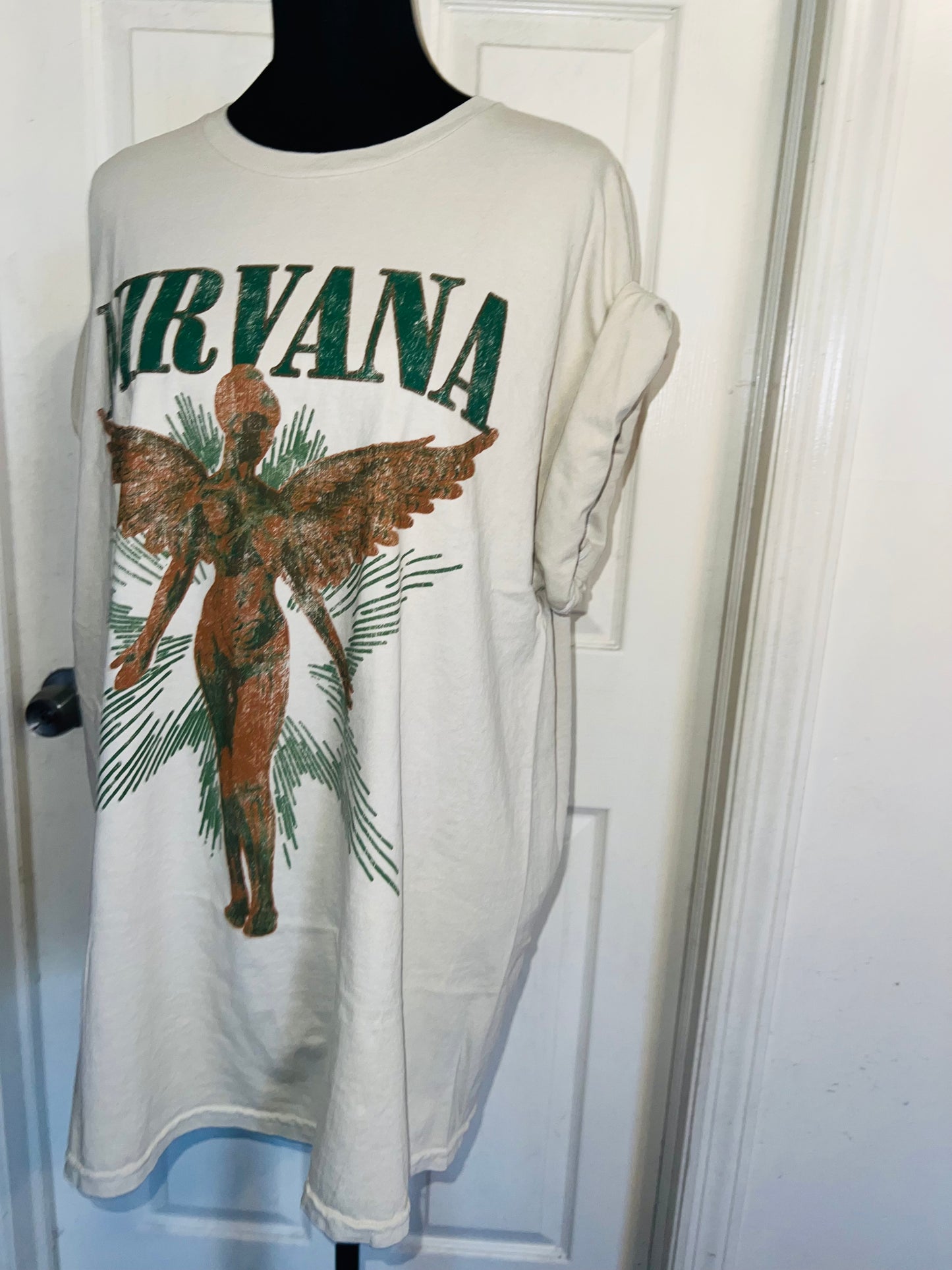 Nirvana Double Sided Oversized Distressed Tee