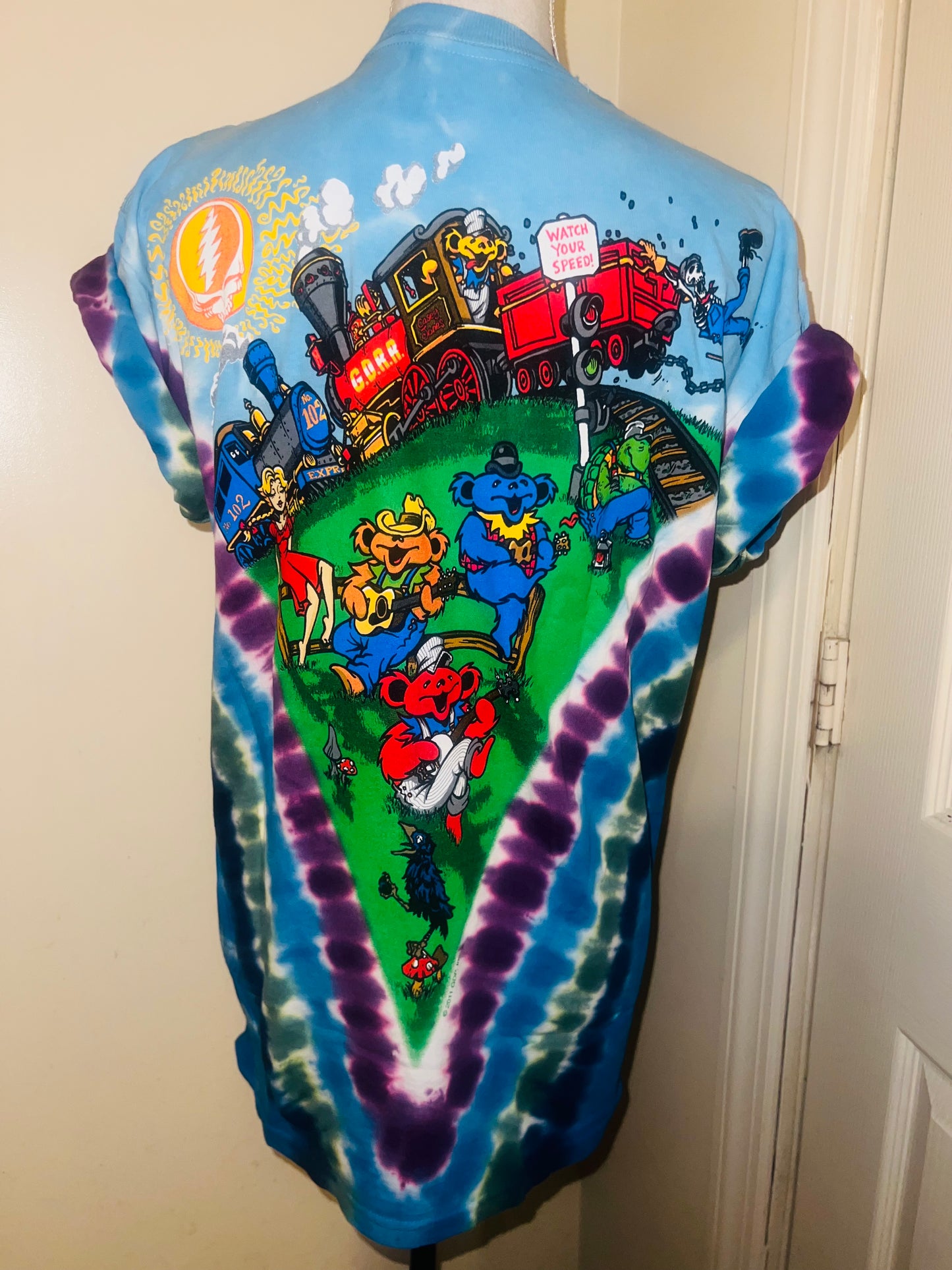 Grateful Dead Train Double Sided Oversized Distressed Tee