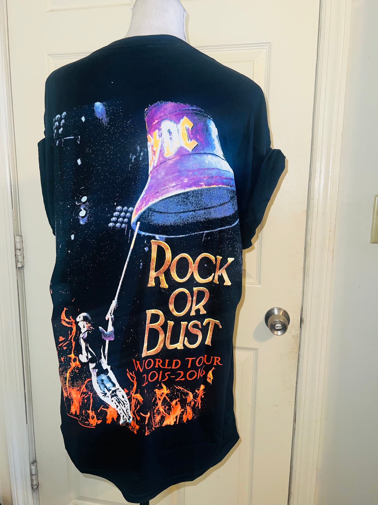 AC/DC Double Sided Oversized Distressed Tee