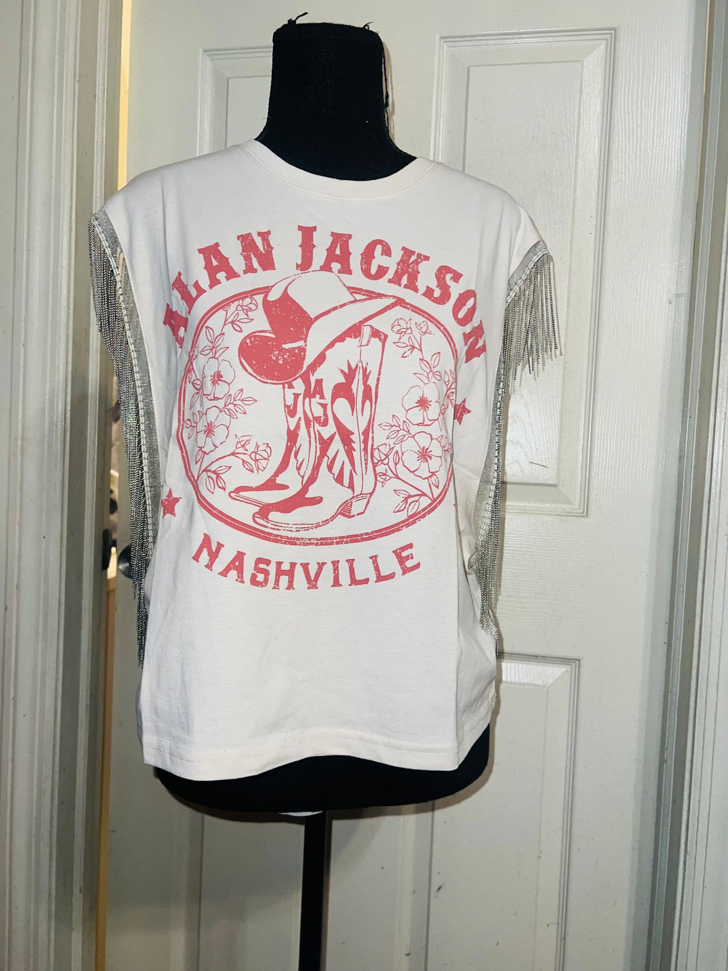 Alan Jackson Oversized Metal Fringe Muscle Tee