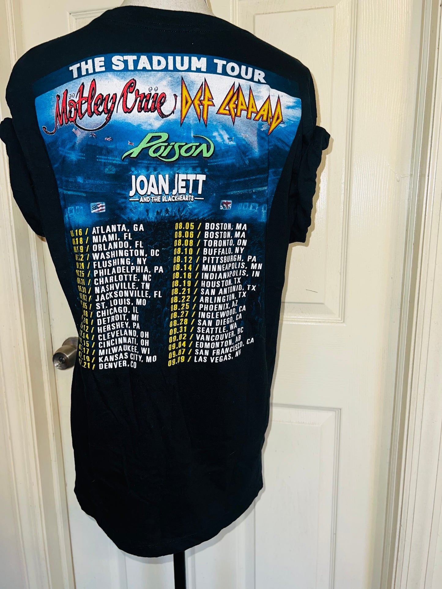 Motley Crue, Def Leppard, Poison, and Joan Jett Double Sided Oversized Tee