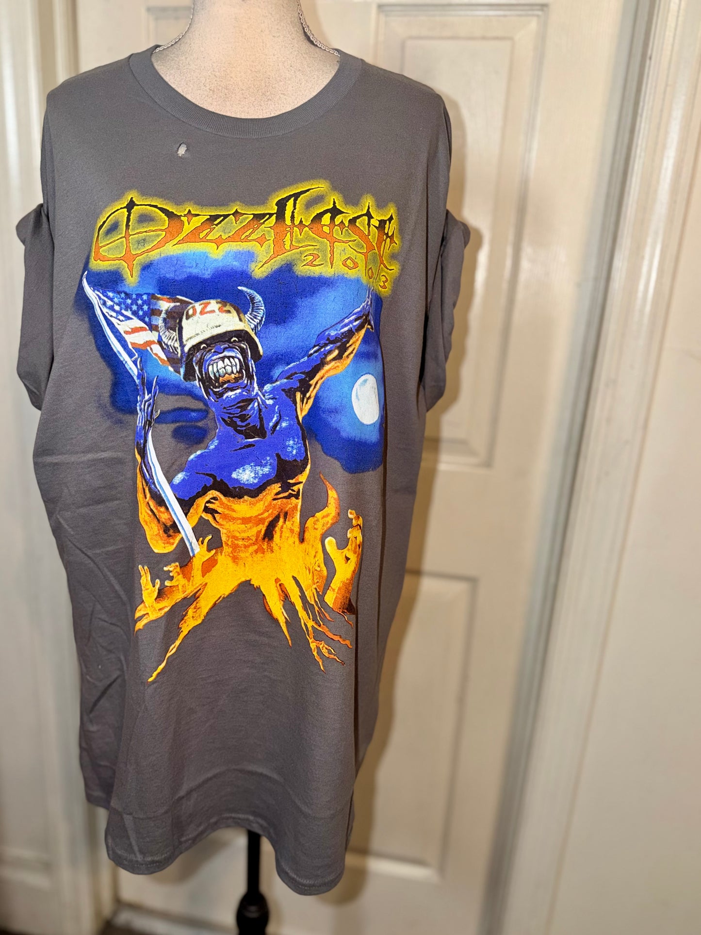 Ozzy Osbourne Ozzfest Double Sided Oversized Distressed Tee