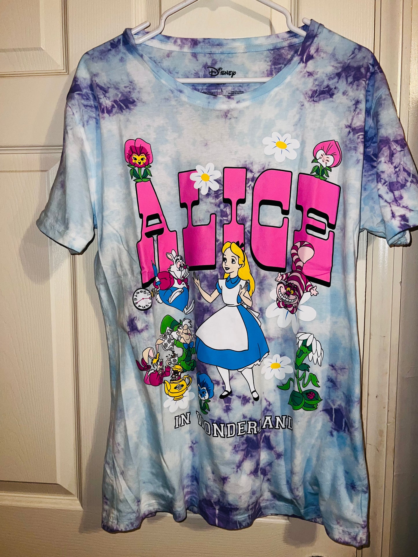 Alice in Wonderland Tie Dye Oversized Distressed Tee